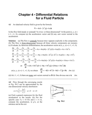 Chapter 4 Sm Fluid Mechanics Solution 7th Edition By Frank Chapter 4 Differential Relations Studocu