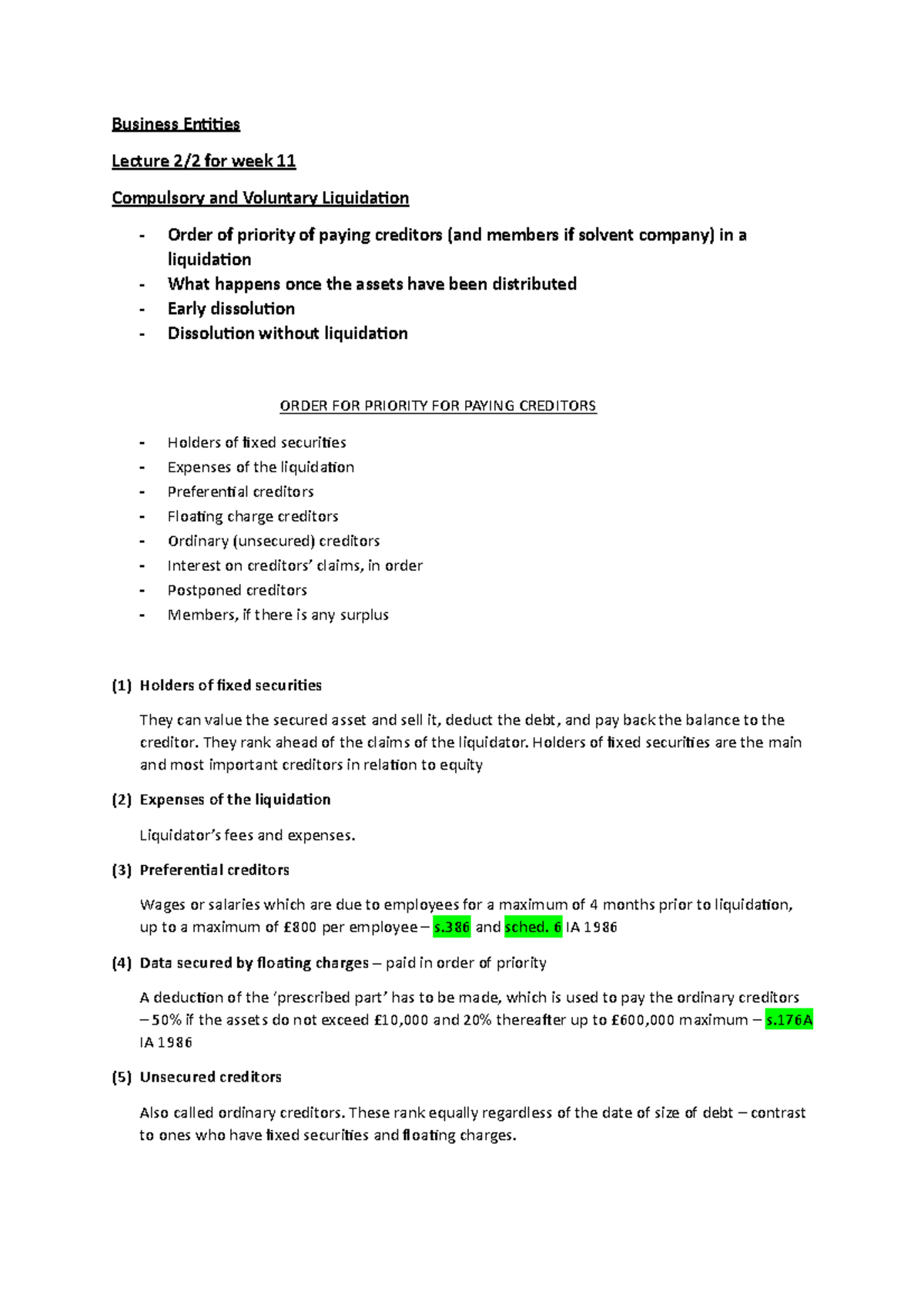 Lecture 10.2 Compulsory And Voluntary Liquidation - Business Entities ...