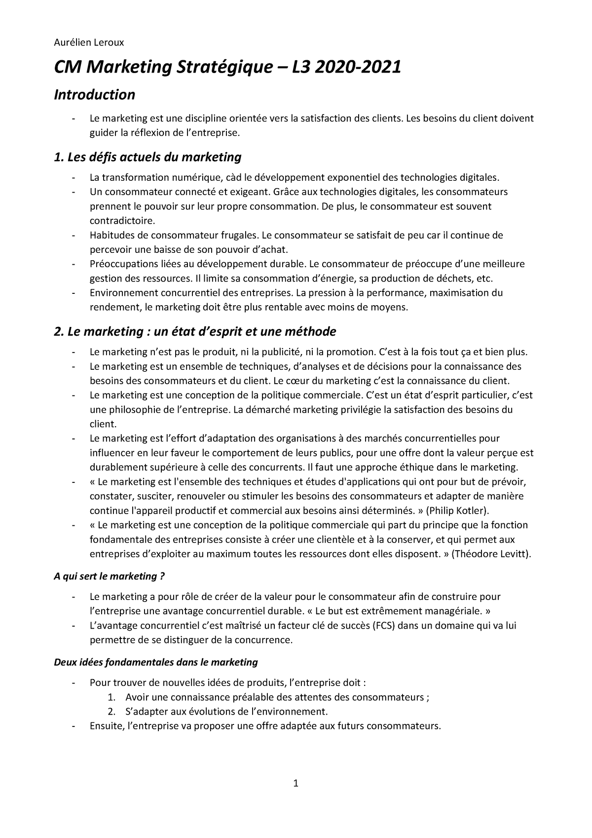 CM Marketing Strat Ã©gique 2 - Aurélien Leroux CM Marketing Stratégique ...