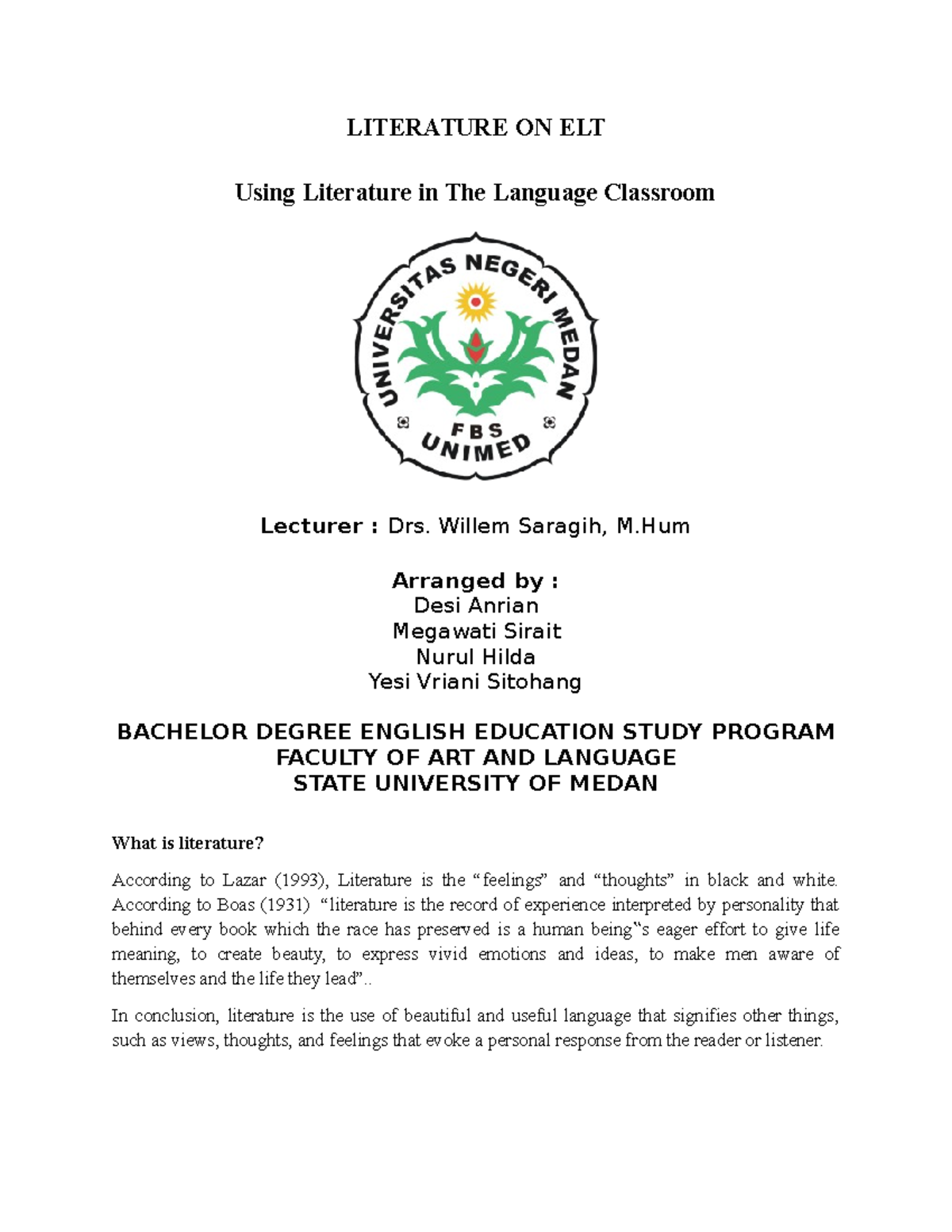 Literature on ELT_Using Literature in The Language Classroom