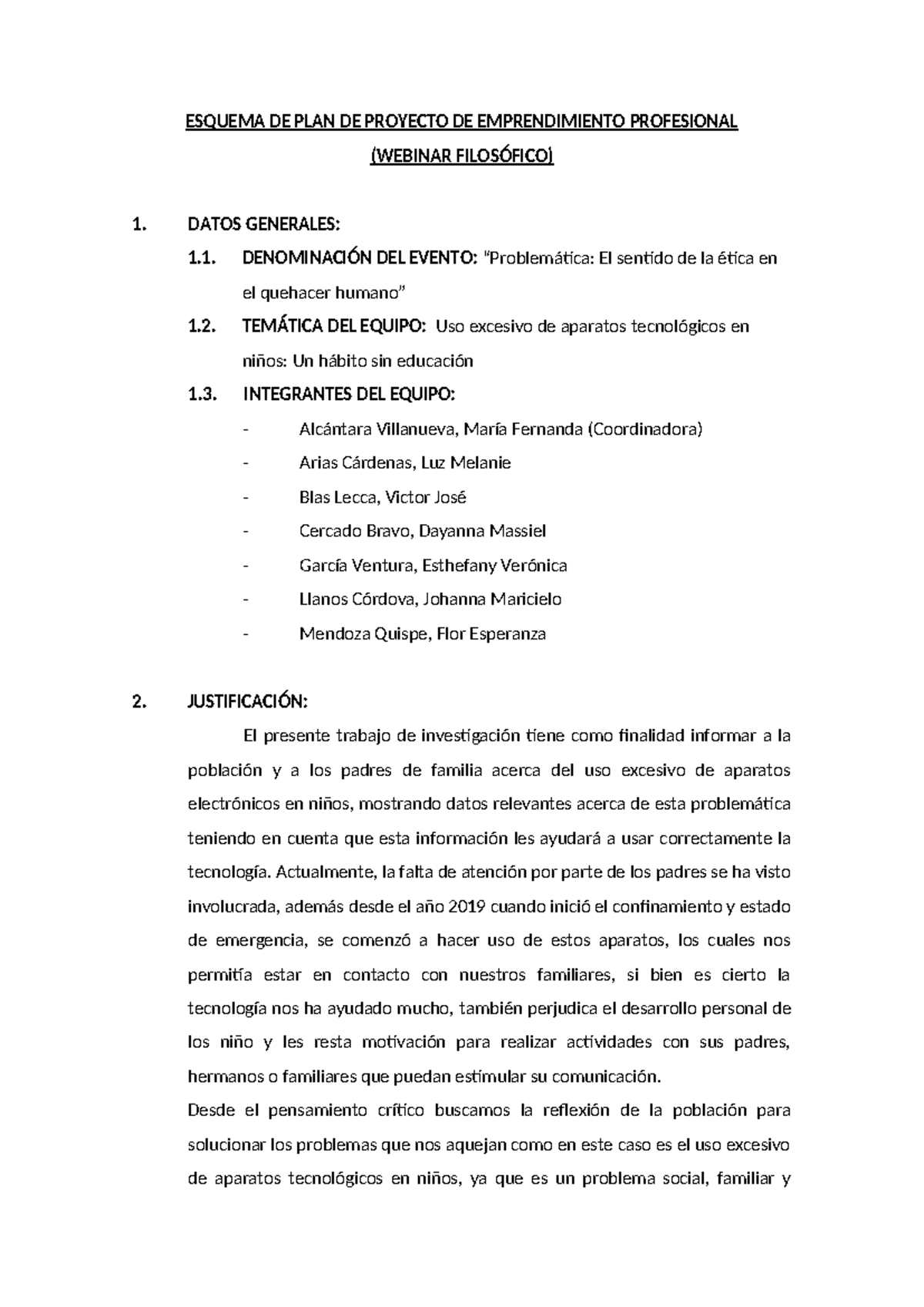 Formato Para Proyecto De Imprendimiento Social Esquema De Plan De Proyecto De Emprendimiento 6304