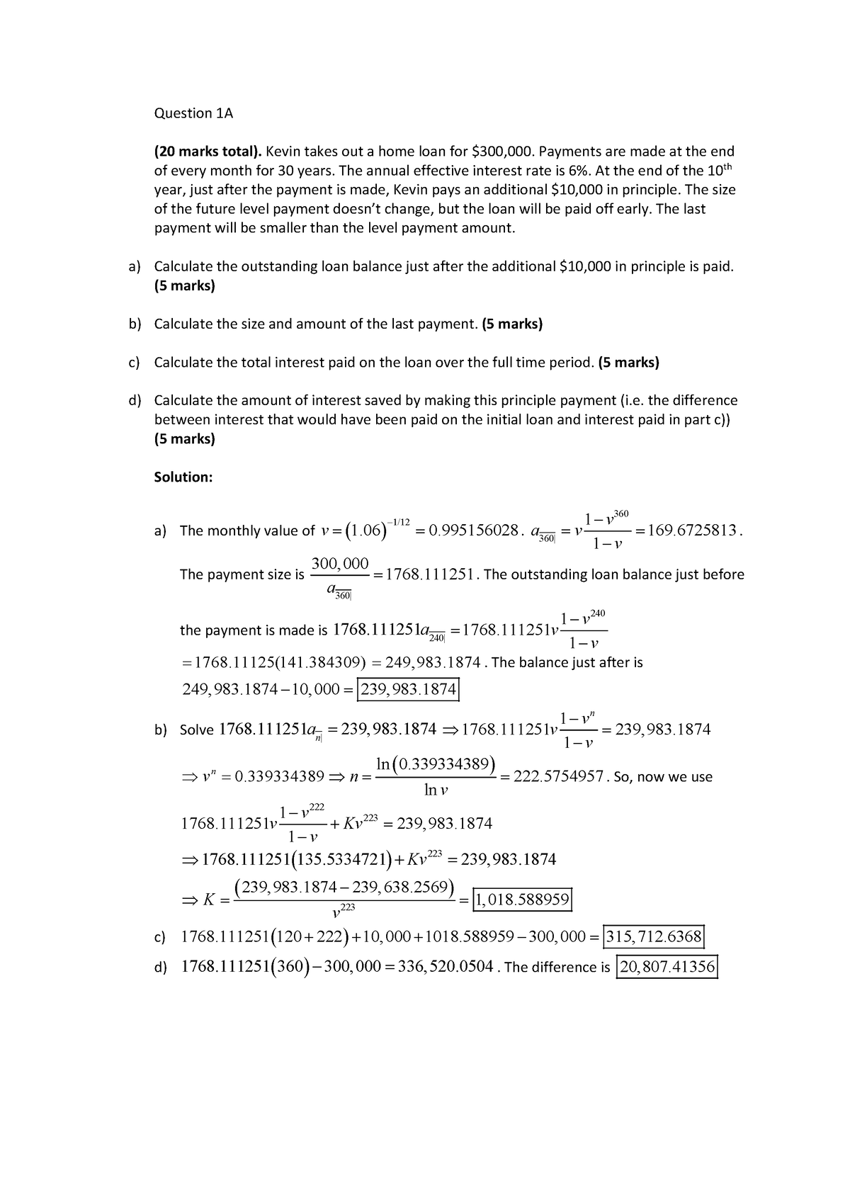 Midterm 1 With Solutions Question 1a 20 Marks Total Kevin Takes