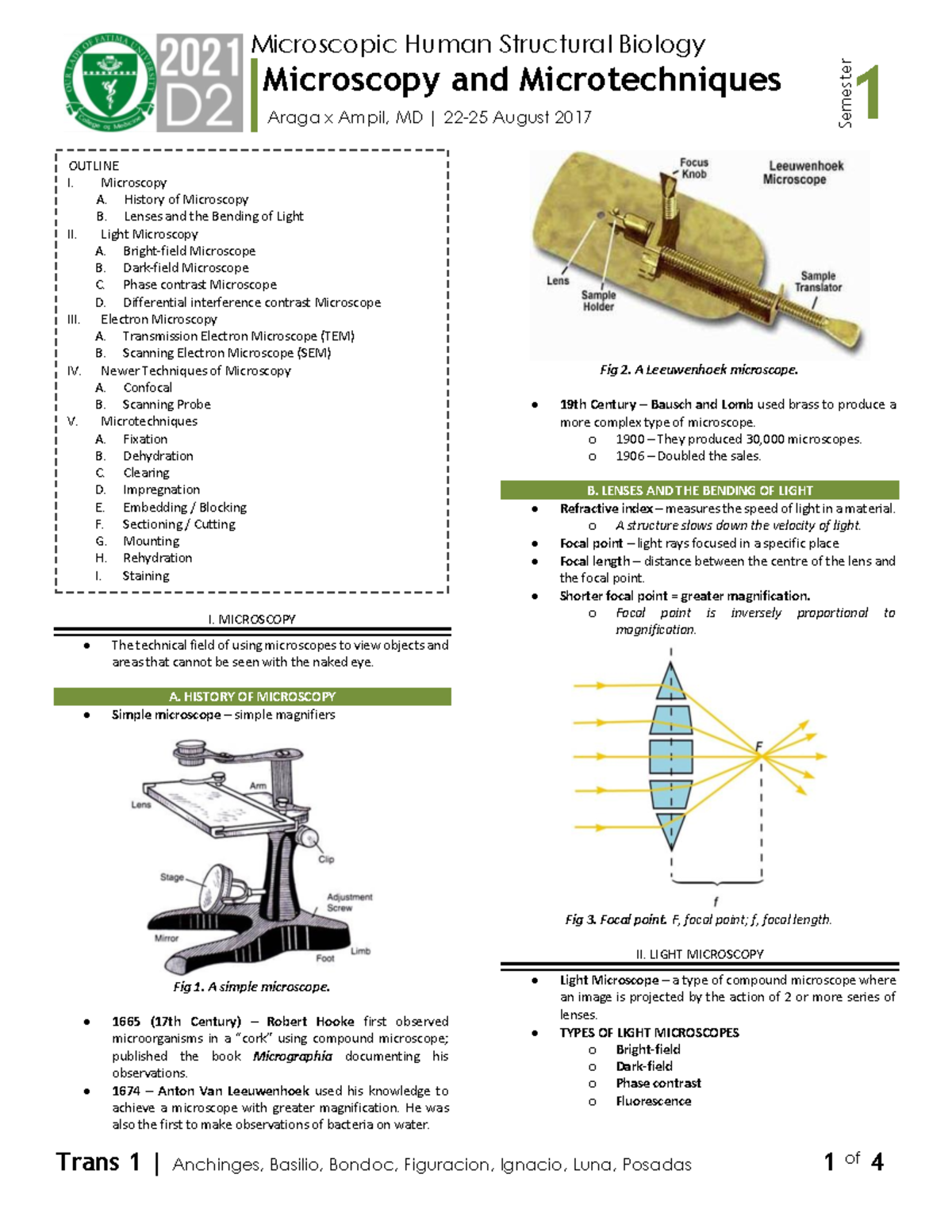 Micro - 1S01 - Microscopy and Microtechniques - Trans 1 | Anchinges ...