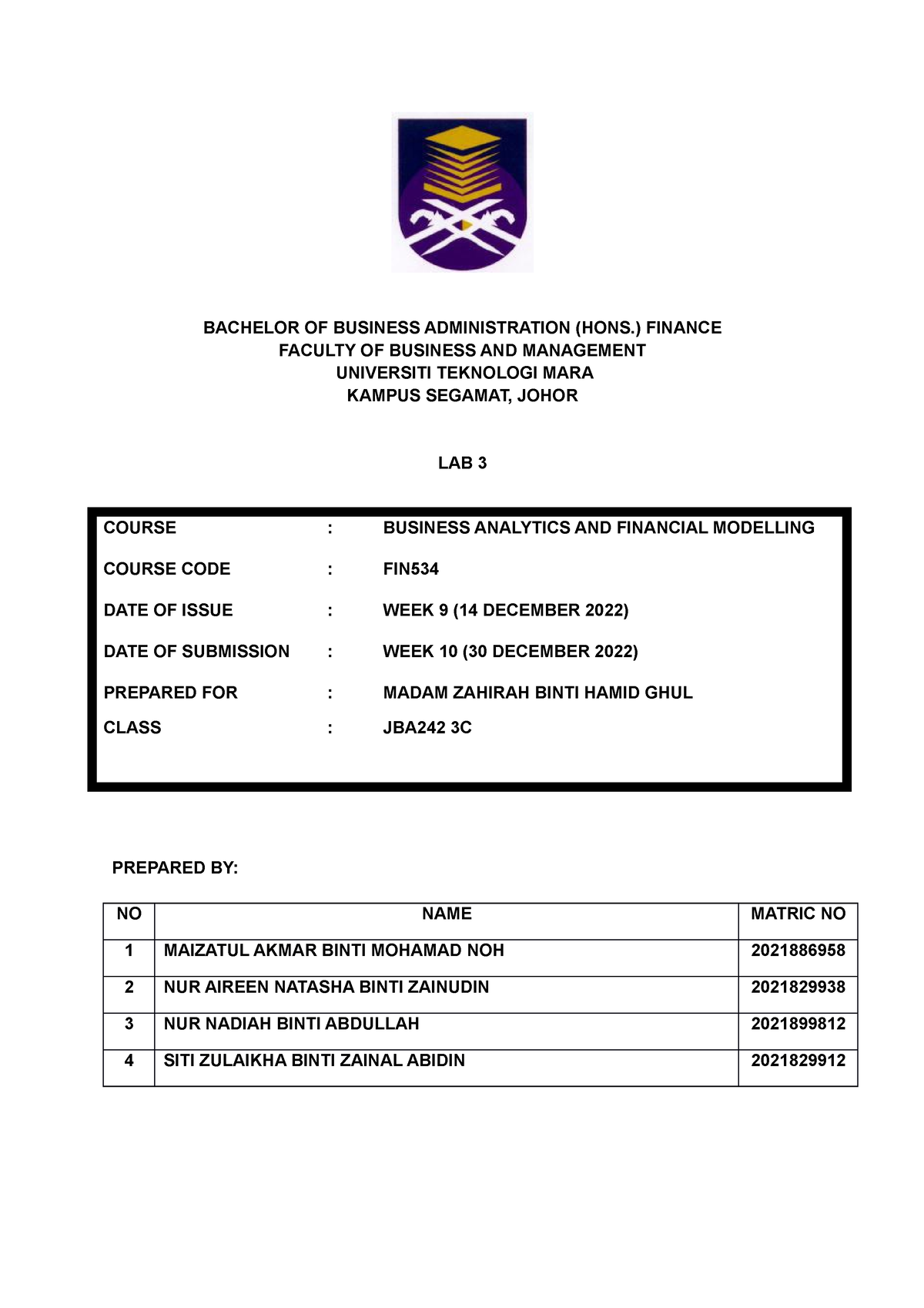 fin534 lab assignment 3