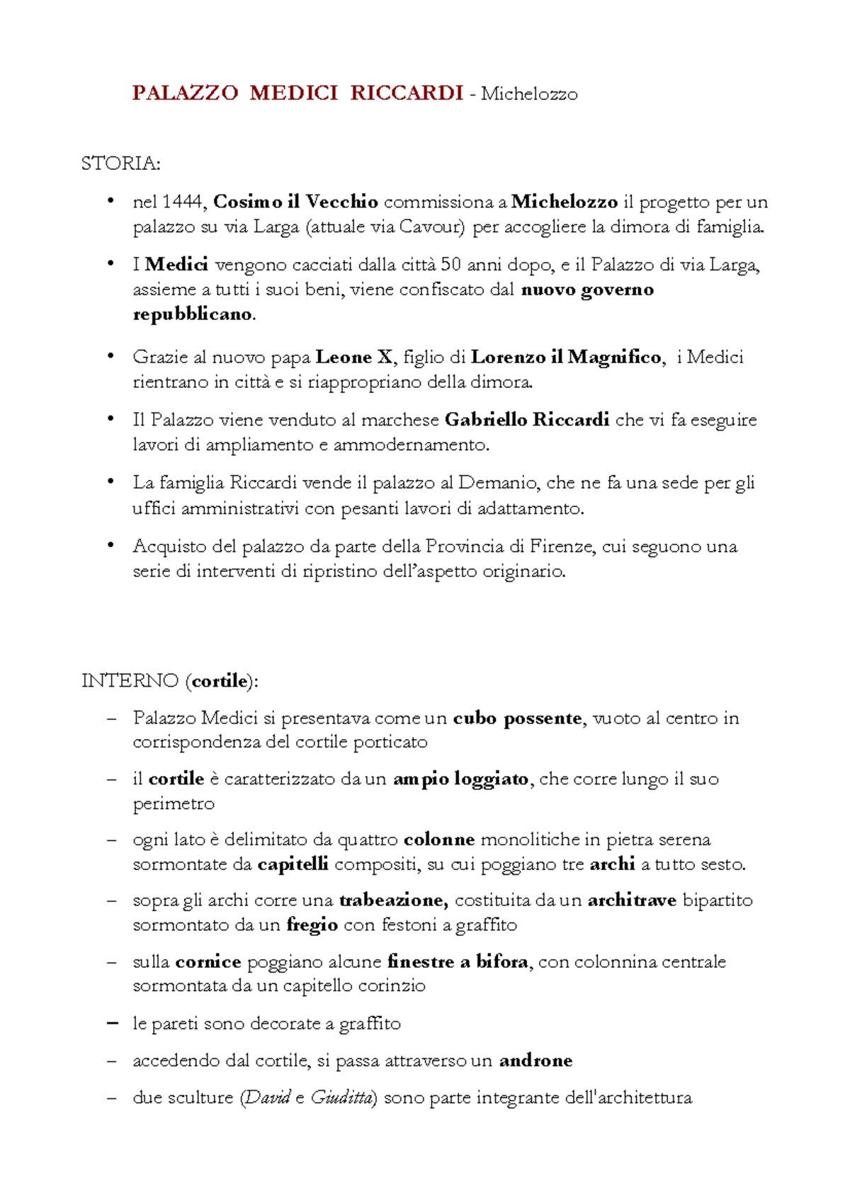 Palazzii - studio dei palazzi - PALAZZO MEDICI RICCARDI - Michelozzo ...
