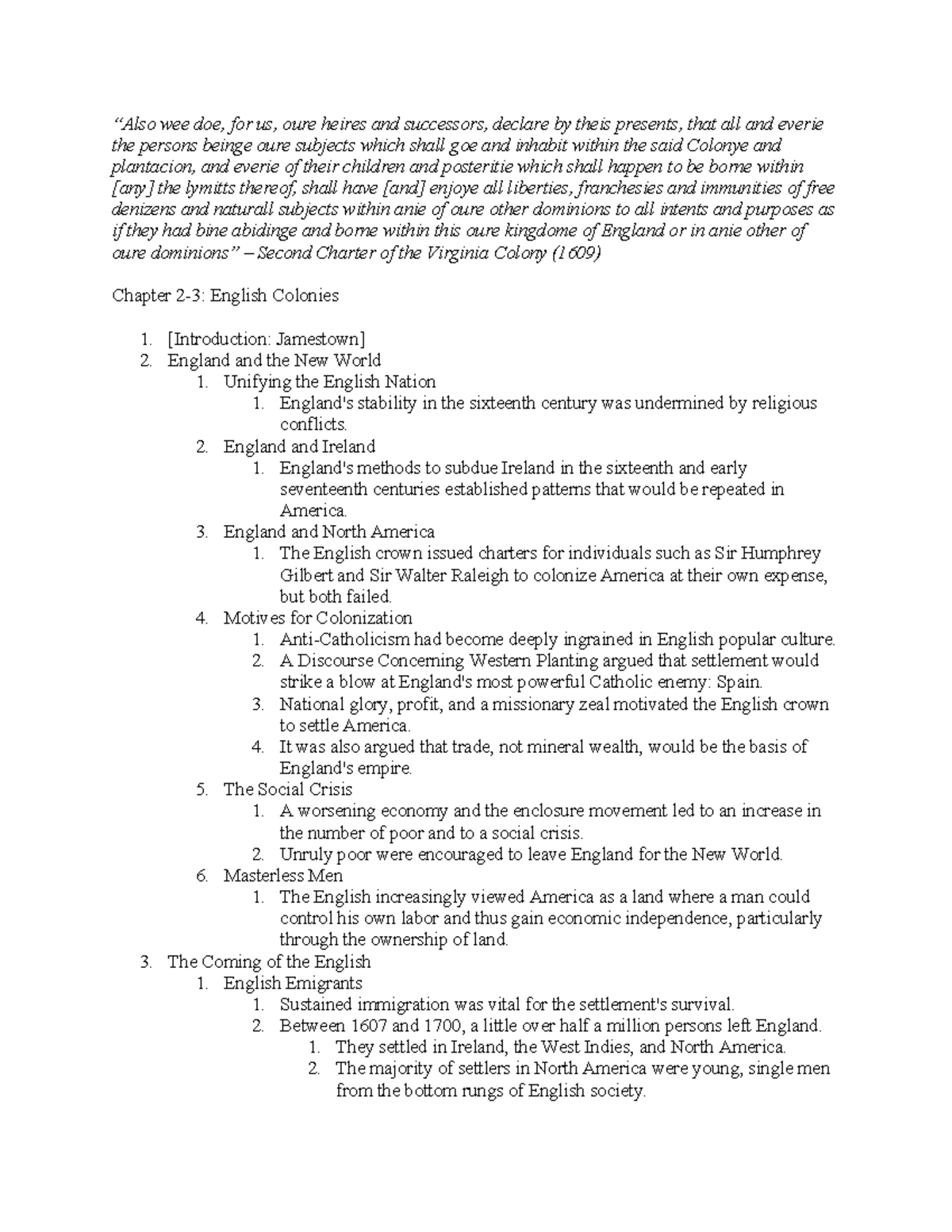 apush chapter 2 american experiments outline