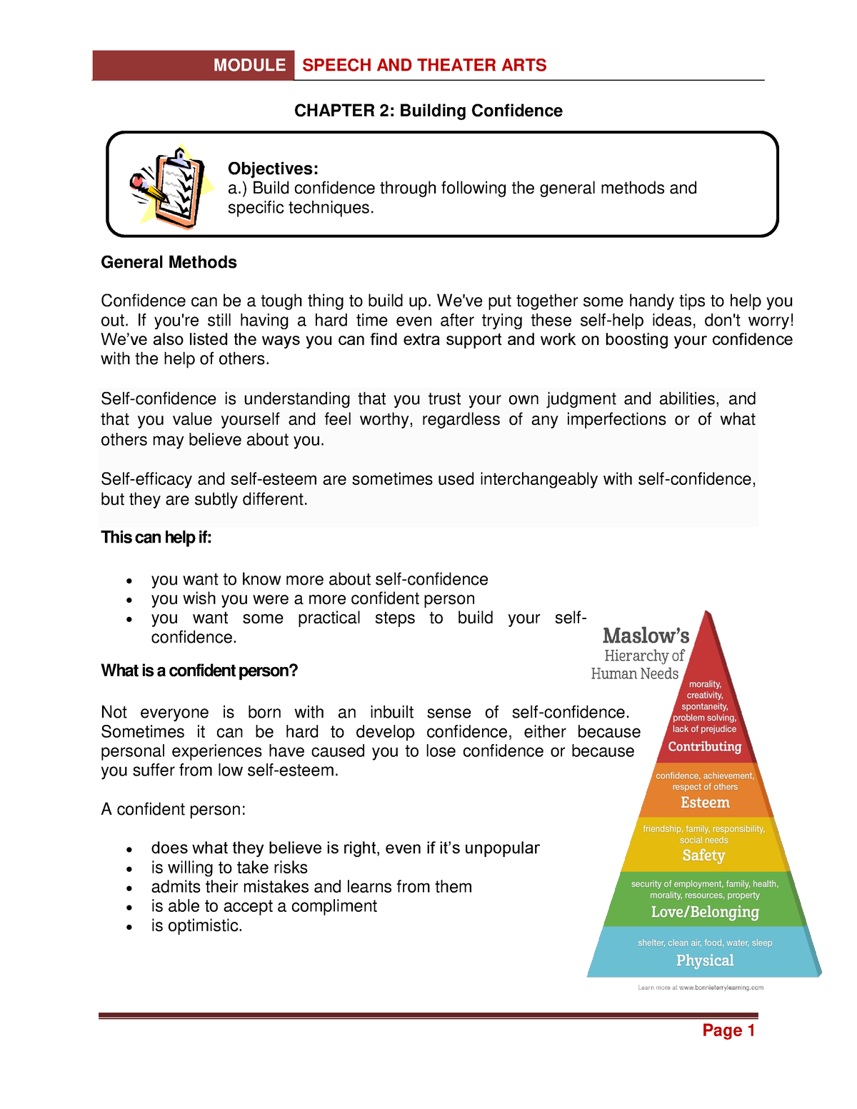 Chapter 2 Building Confidence - CHAPTER 2: Building Confidence ...