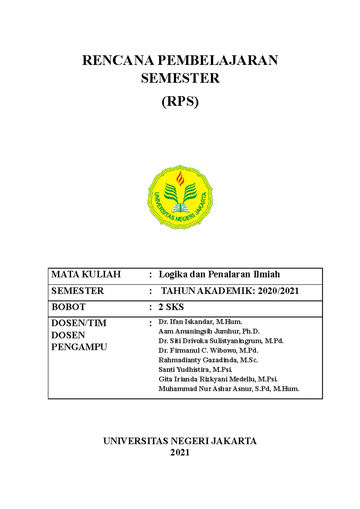 10 RPS Logika Dan Penalaran Ilmiah 25 Juni 2022 SFD - RENCANA ...