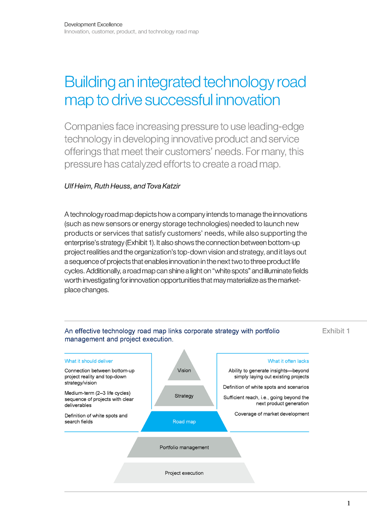 Mckinsey (2017 ) Building An Integrated Technology Road Map To Drive ...