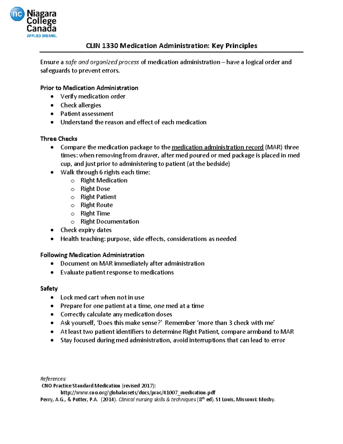 CLIN1330Medication Admin Key Principles - CLIN 1330 Medication ...