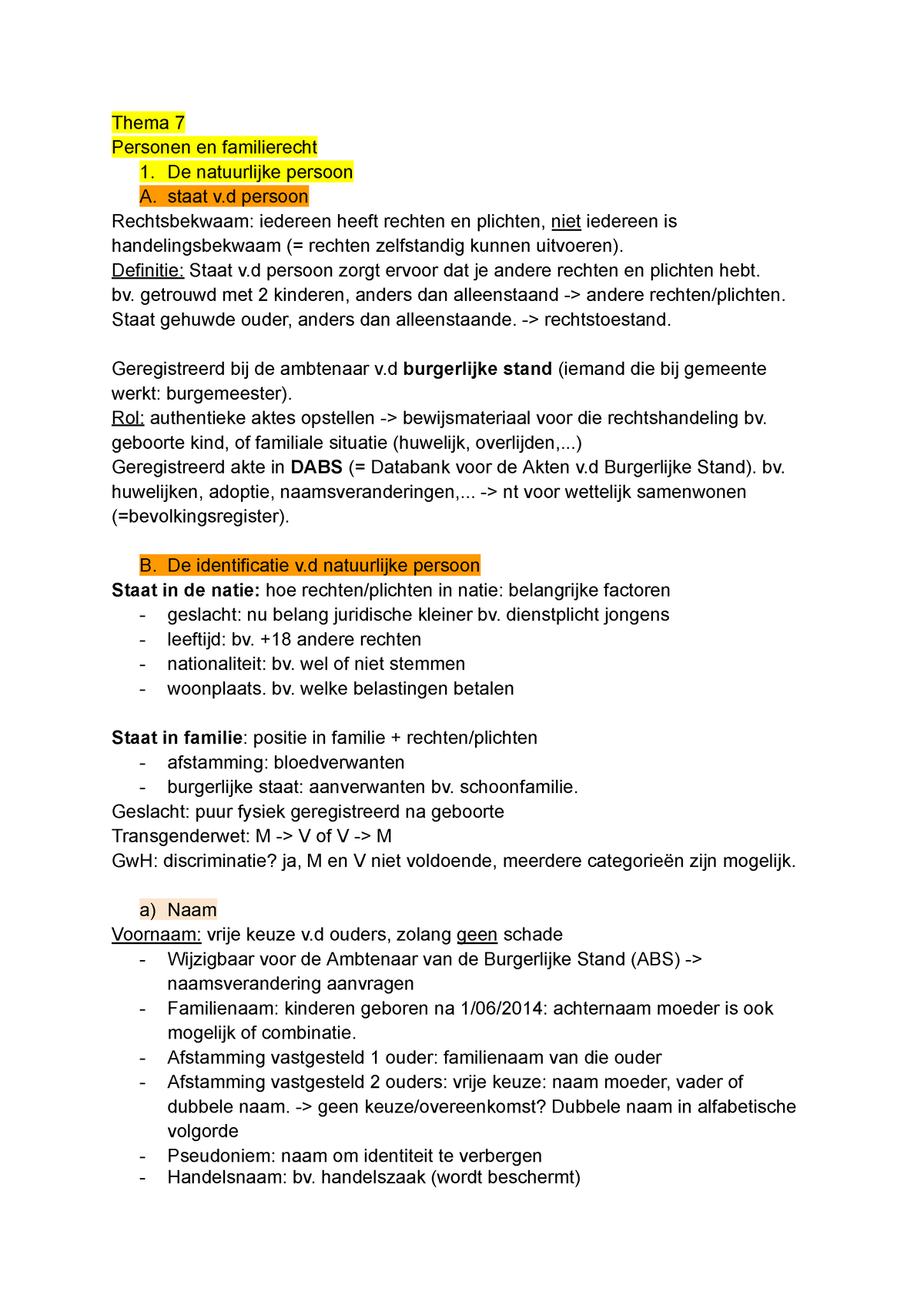 Thema 7 Grondslagen V H Strafrecht Thema 7 Personen En Familierecht