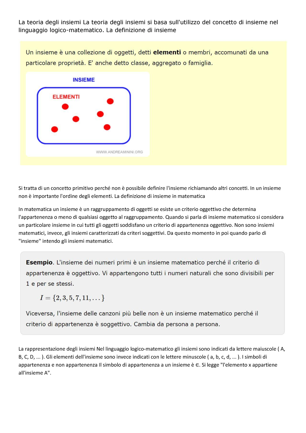 GLI Insiemi - Riassunto - La Teoria Degli Insiemi La Teoria Degli ...