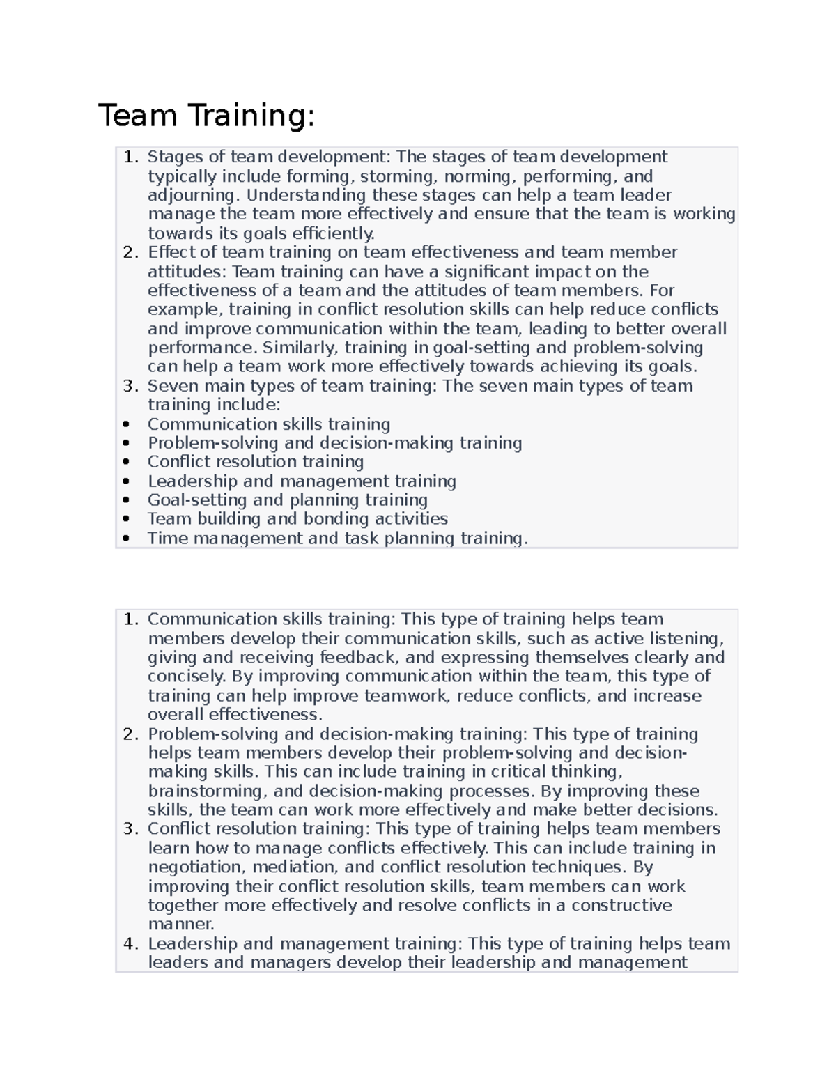 Orgb 3770 team training - Team Training: Stages of team development ...
