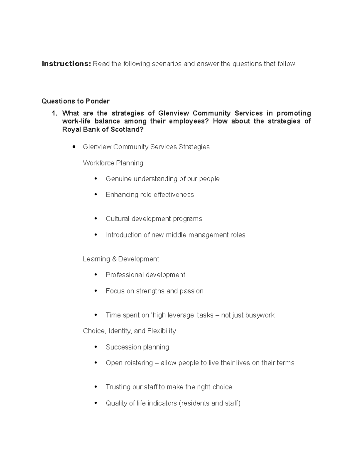 Glenview vs royal scotland ass Instructions Read the following
