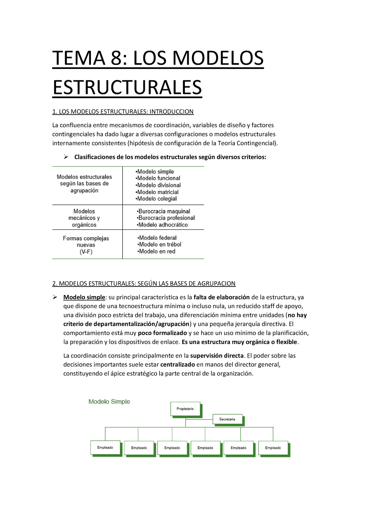 TEMA 8 - Apuntes 8 - TEMA 8: LOS MODELOS ESTRUCTURALES 1. LOS MODELOS  ESTRUCTURALES: INTRODUCCION La - Studocu