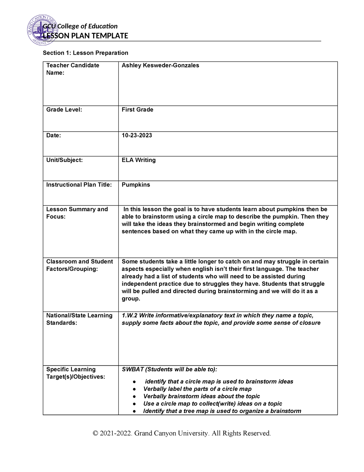 ECE- 230 Lesson Plan-2 - Good Grade - LESSON PLAN TEMPLATE Section 1 ...