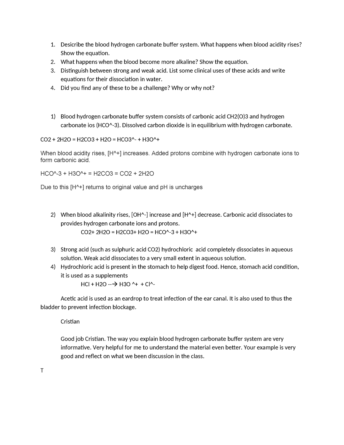 Discussion 7 - Grossmont College - Desicribe the blood hydrogen ...