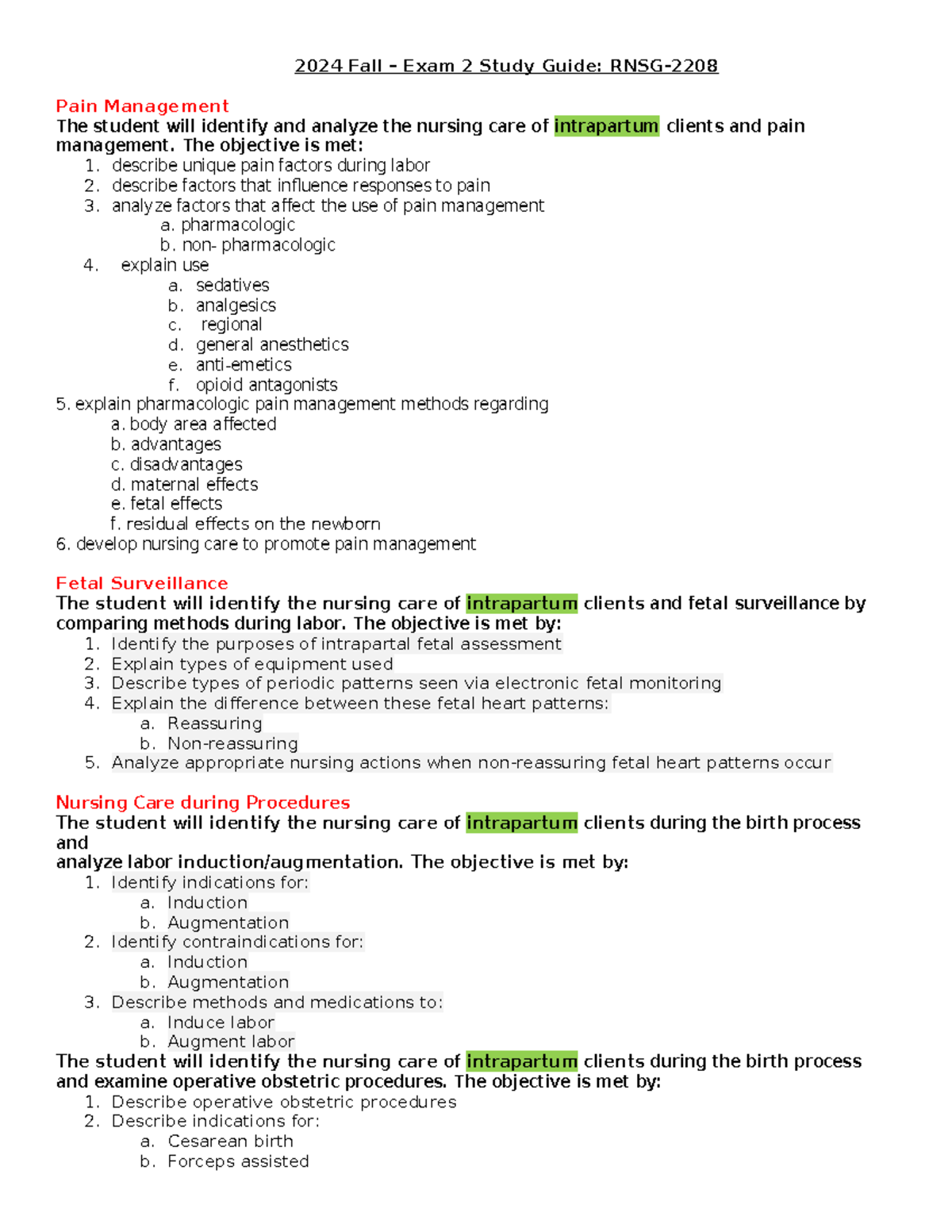 Exam TWO Study Guide - Summary Mental Health Nursing - 2024 Fall – Exam ...