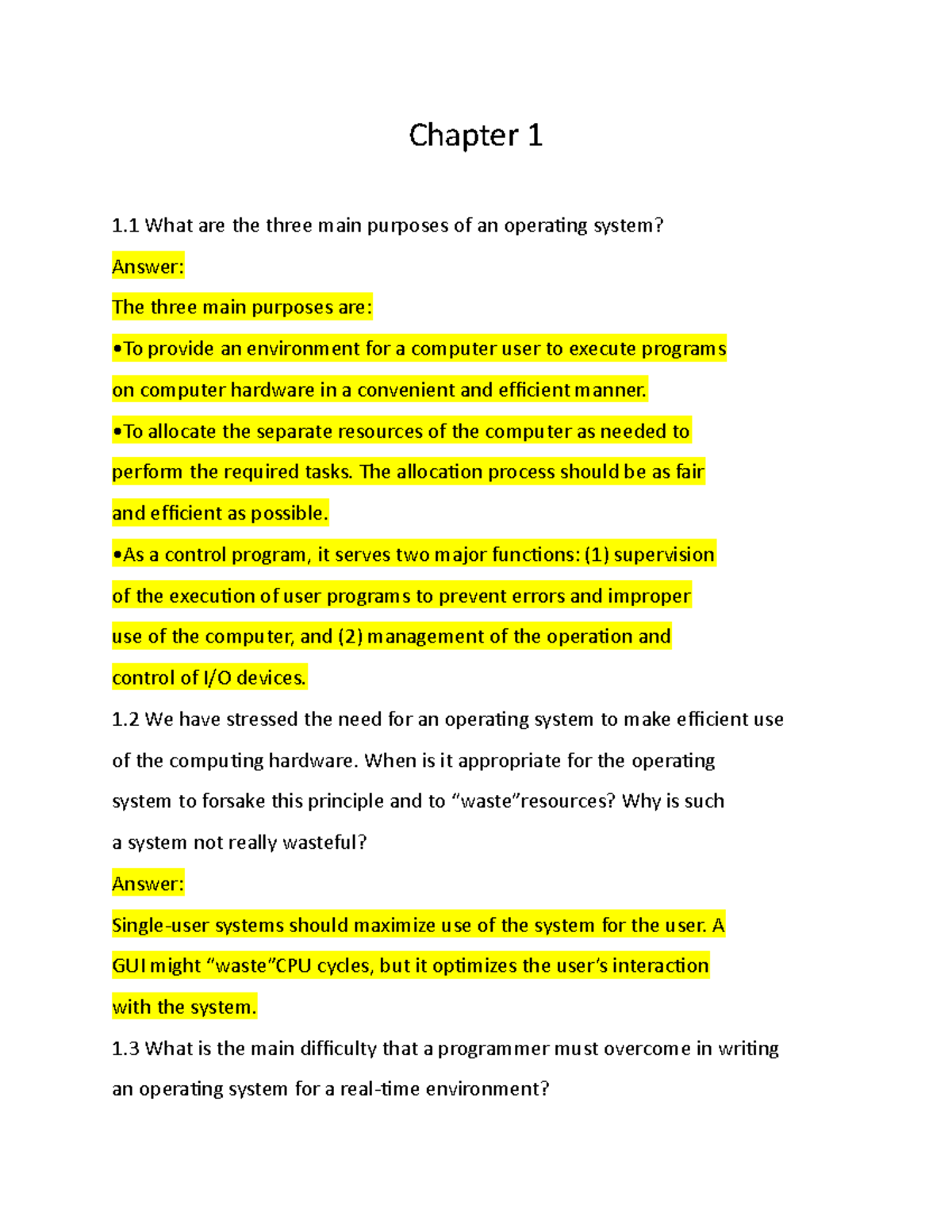 Chapter 1 questions good Chapter 1 1 What are the three main