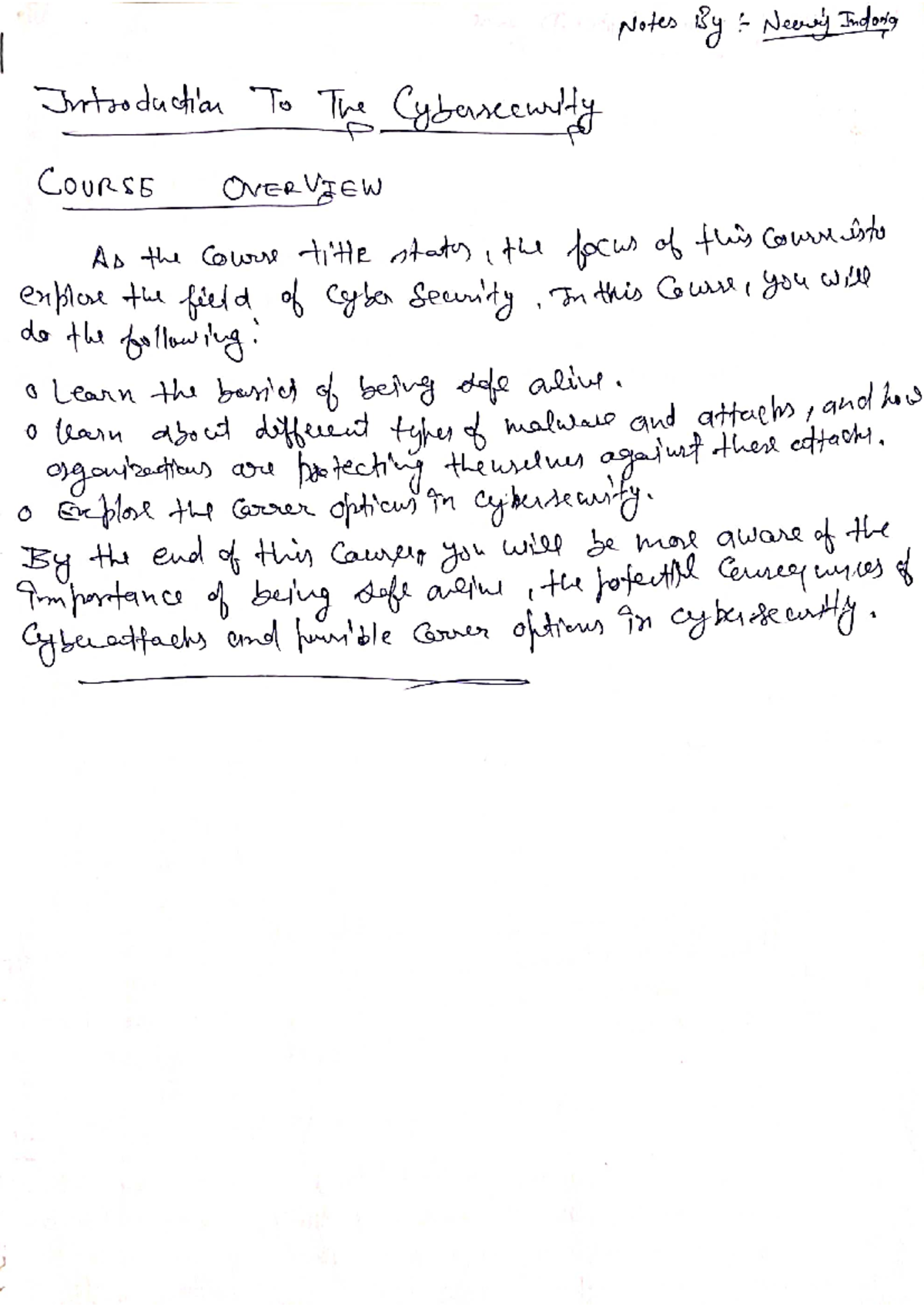 Chapter 1 - Introduction to Cybersecurity - Notes Neerey Indong ...