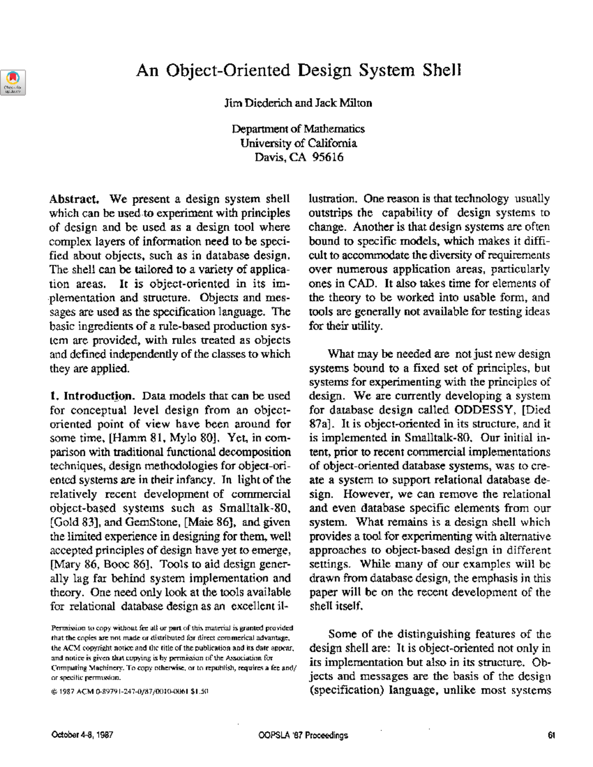 38765 - sfgfghgt - An Object-Oriented Design System Shell Jim Diederich ...
