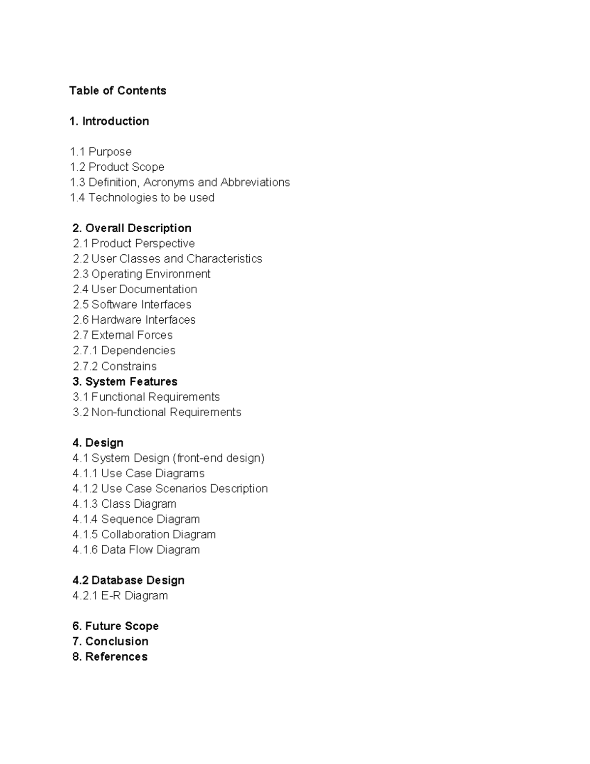 Srs1.1 (1)final - Table of Contents 1. Introduction 1 Purpose 1 Product ...