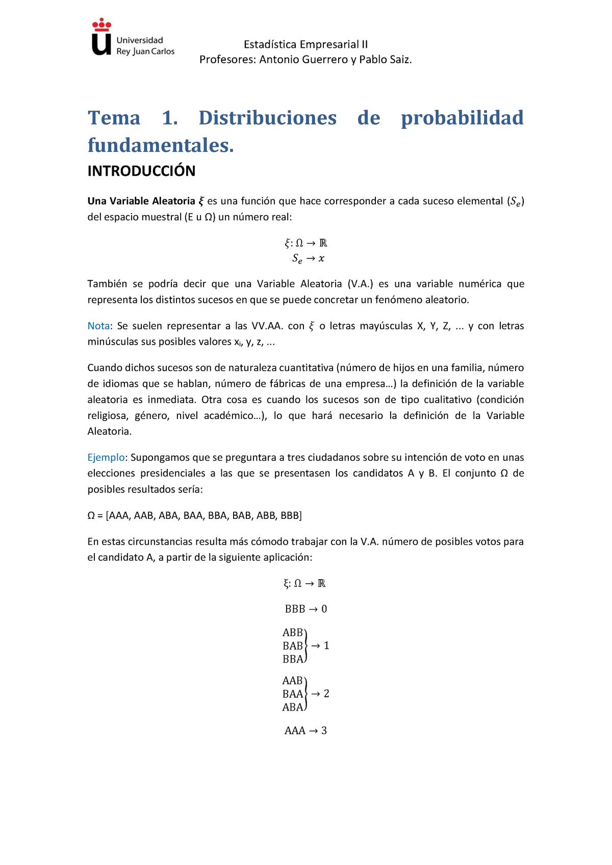 Tema 1. Distribuciones De Probabilidad Fundamentales - Profesores ...