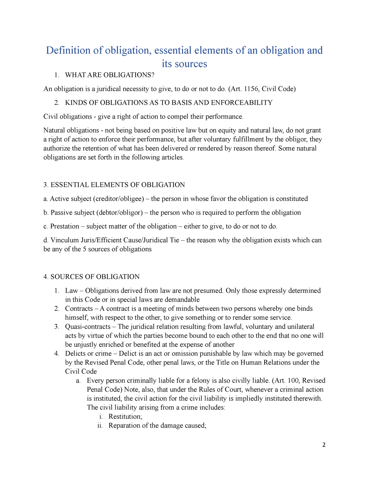 obligation definition essay