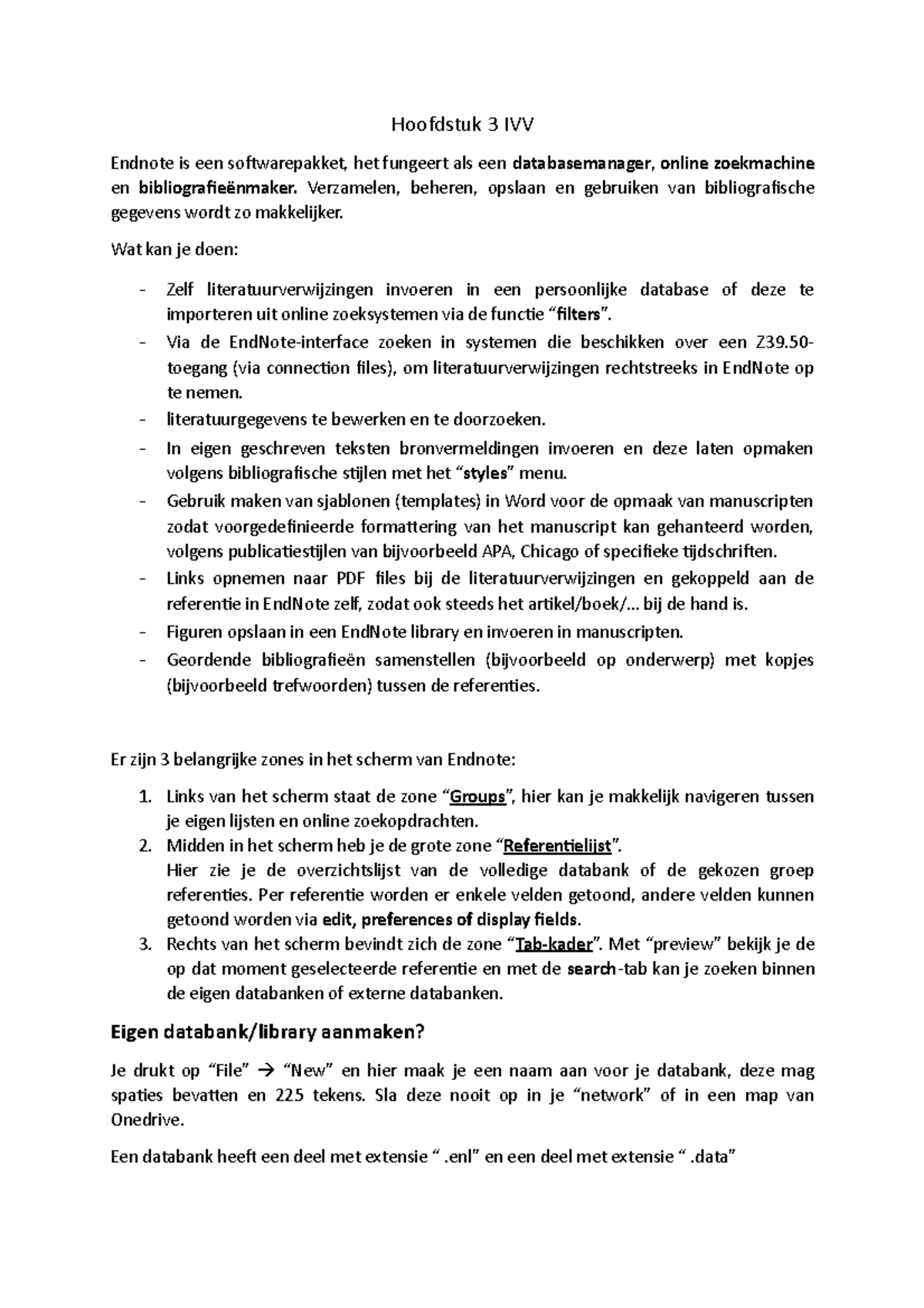 Hoofdstuk 3 IVV Practicumexamen endnote Informatie Verwerven En 