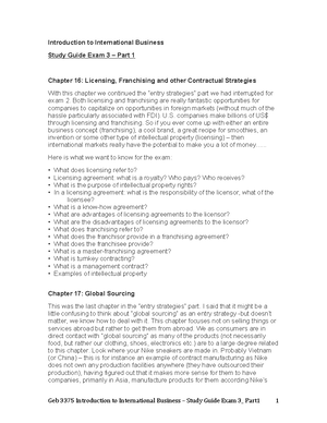 Exam 3 final GEb with anwer - Geb3375: Introduction to International ...