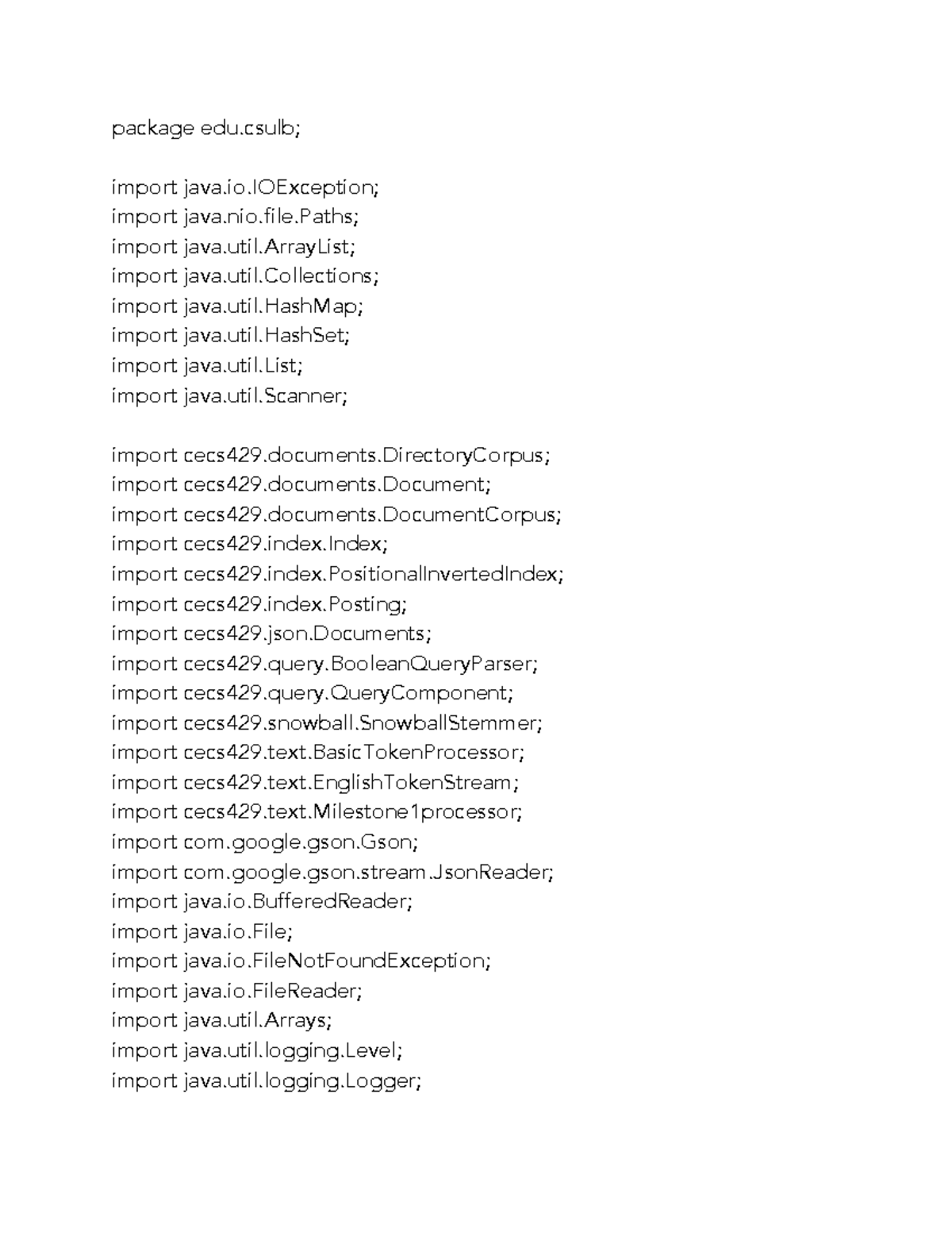 Positional Inverted Index - package edu; import java.io; import java ...