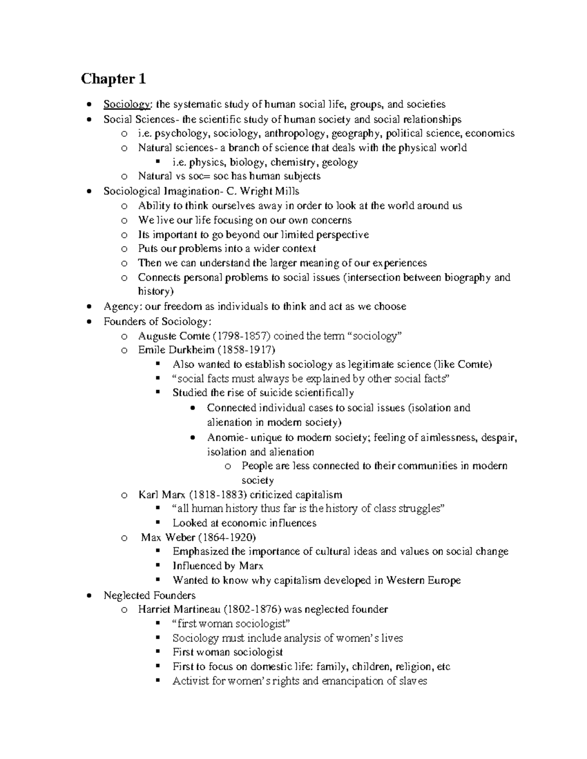 SOC 101 Exam 1 Study Guide Chapter 1 Sociology the systematic study