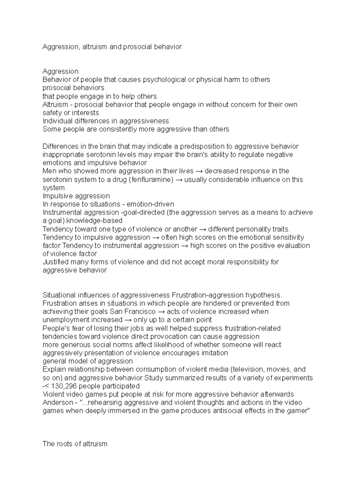 Aggression Introductory Psychology Aggression, altruism and