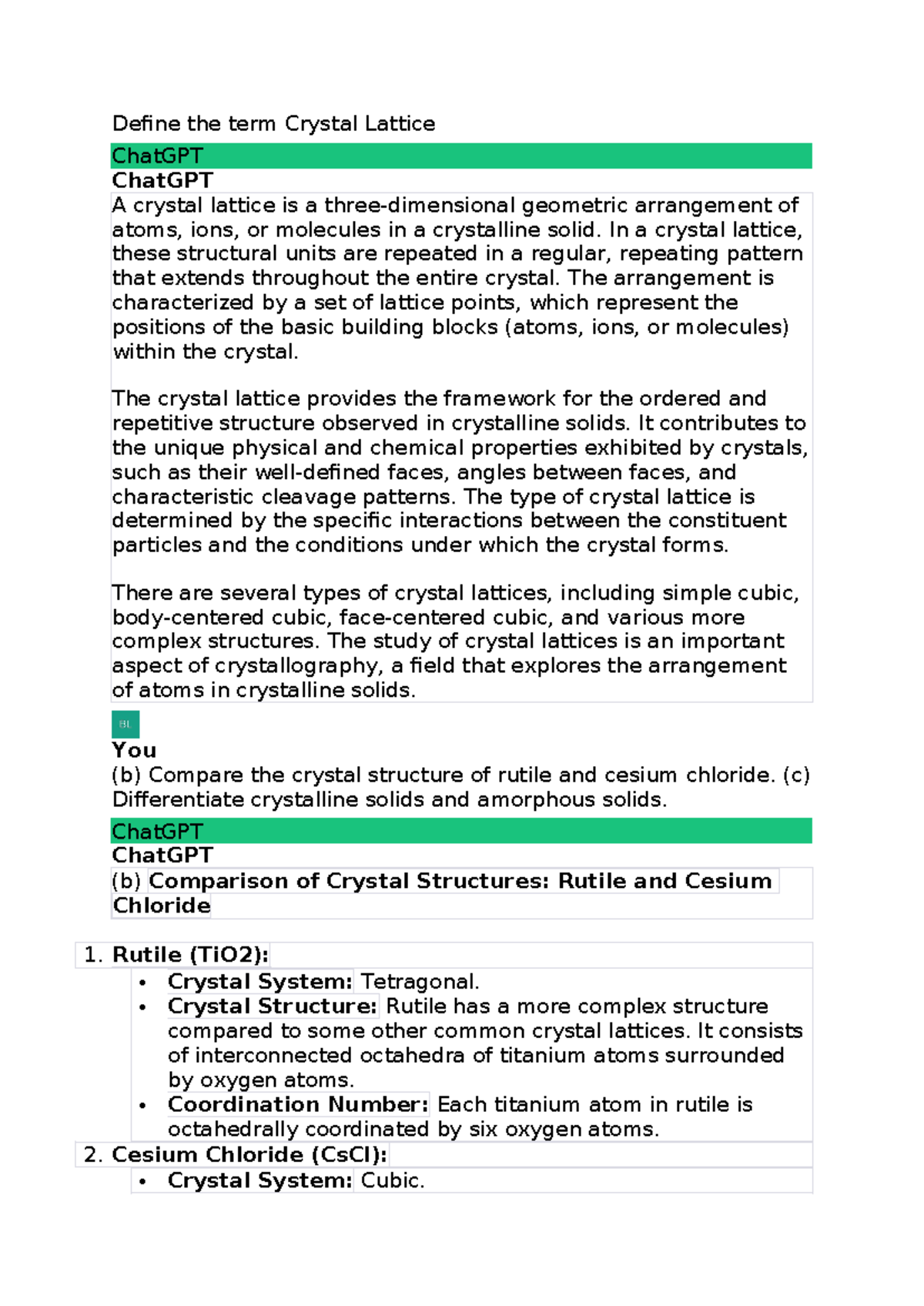 Define the term Crystal Lattice Define the term Crystal Lattice