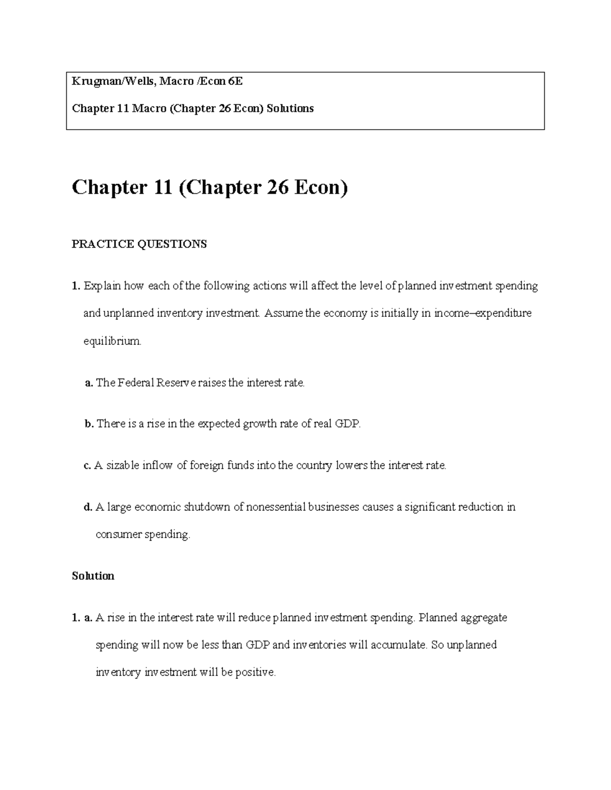 Macro+Chapter+11+Practice+Questions+and+Answers - Krugman/Wells, Macro ...