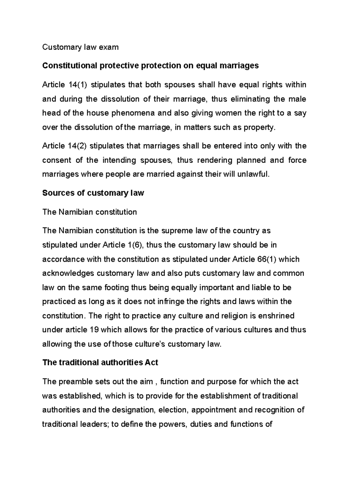 Customary Law Exam Lecture Notes 3 Customary Law Exam Constitutional Protective Protection Customary Law Exam Lecture Notes 3 Customary Law Exam Constitutional Protective Protection