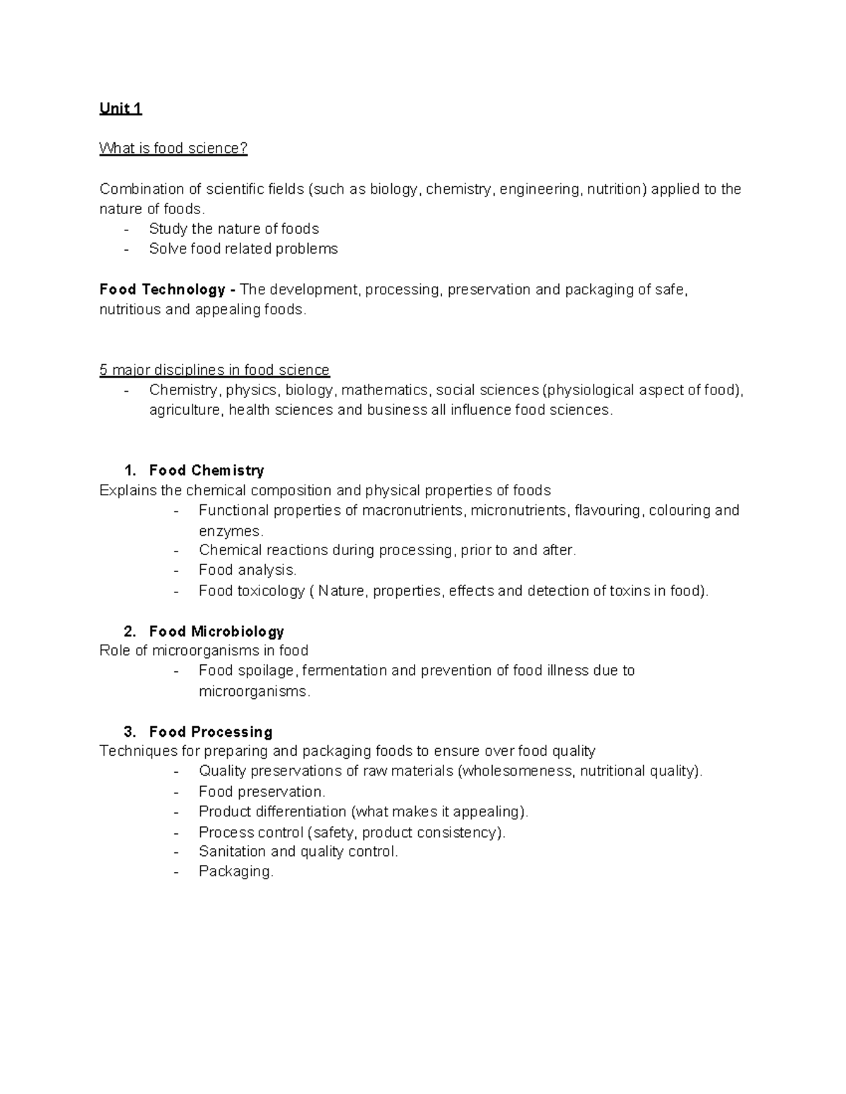 Food 2010 Unit 1 and 2, class notes and textbook notes. - Unit 1 What ...