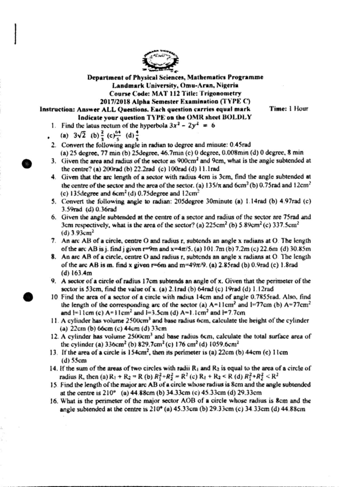 MAT112 2017 2018 - mnattt - Department of Physical Sciences ...