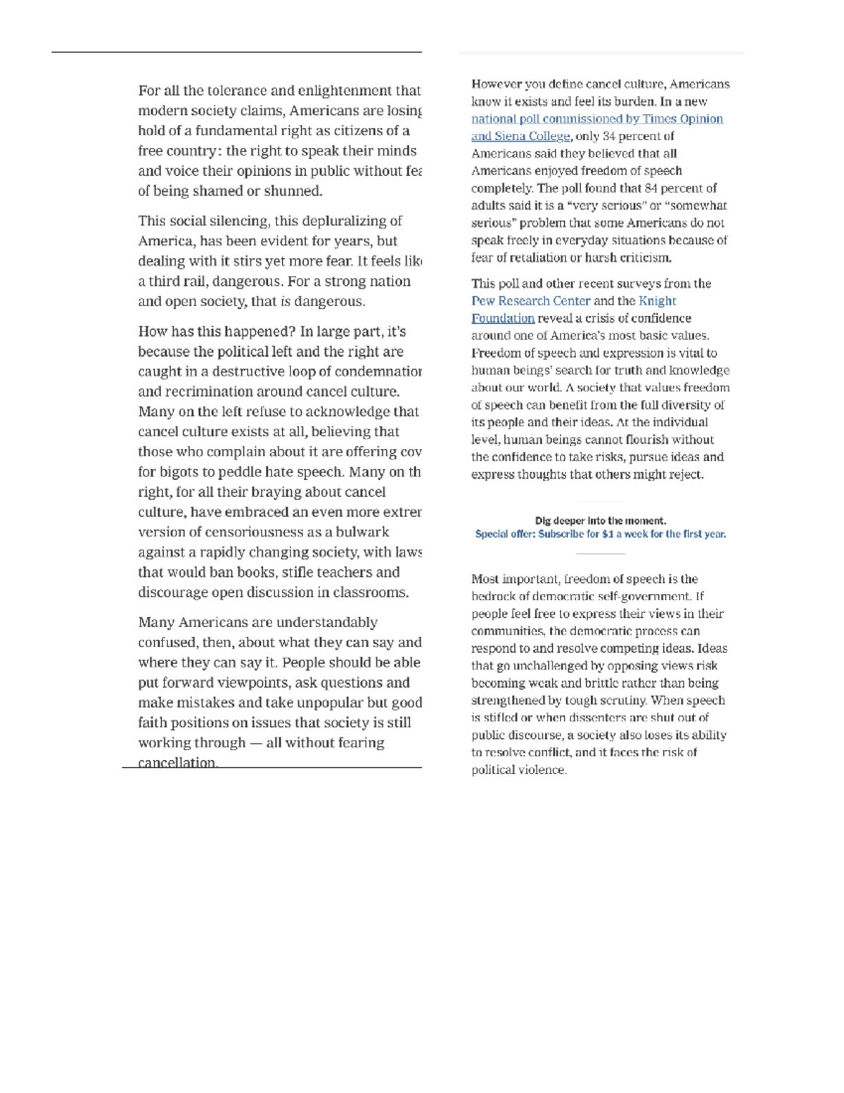 NY Times America Has a Freedom of Speech Problem - For all the ...