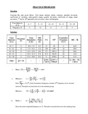 Question (Grouped Data) - PRACTICE PROBLEMS Question Consider the data ...