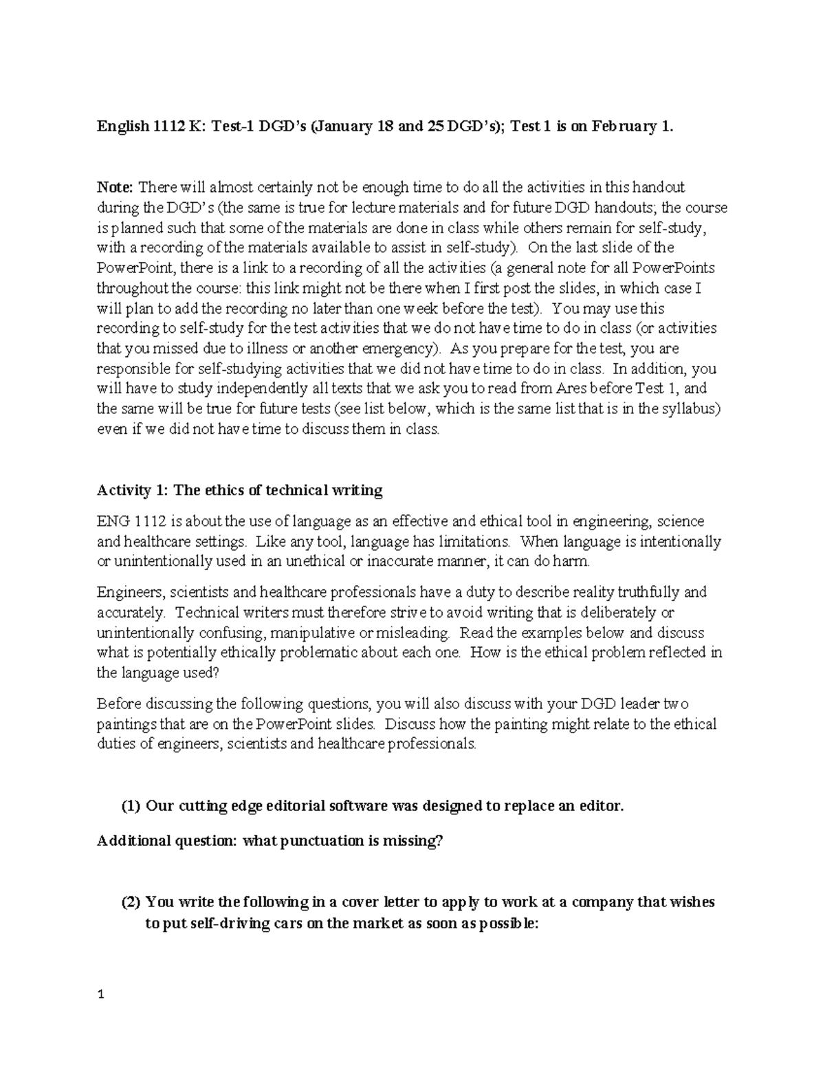 ENG 1112 K Test 1 DGD handout English 1112 K Test1 DGD’s (January