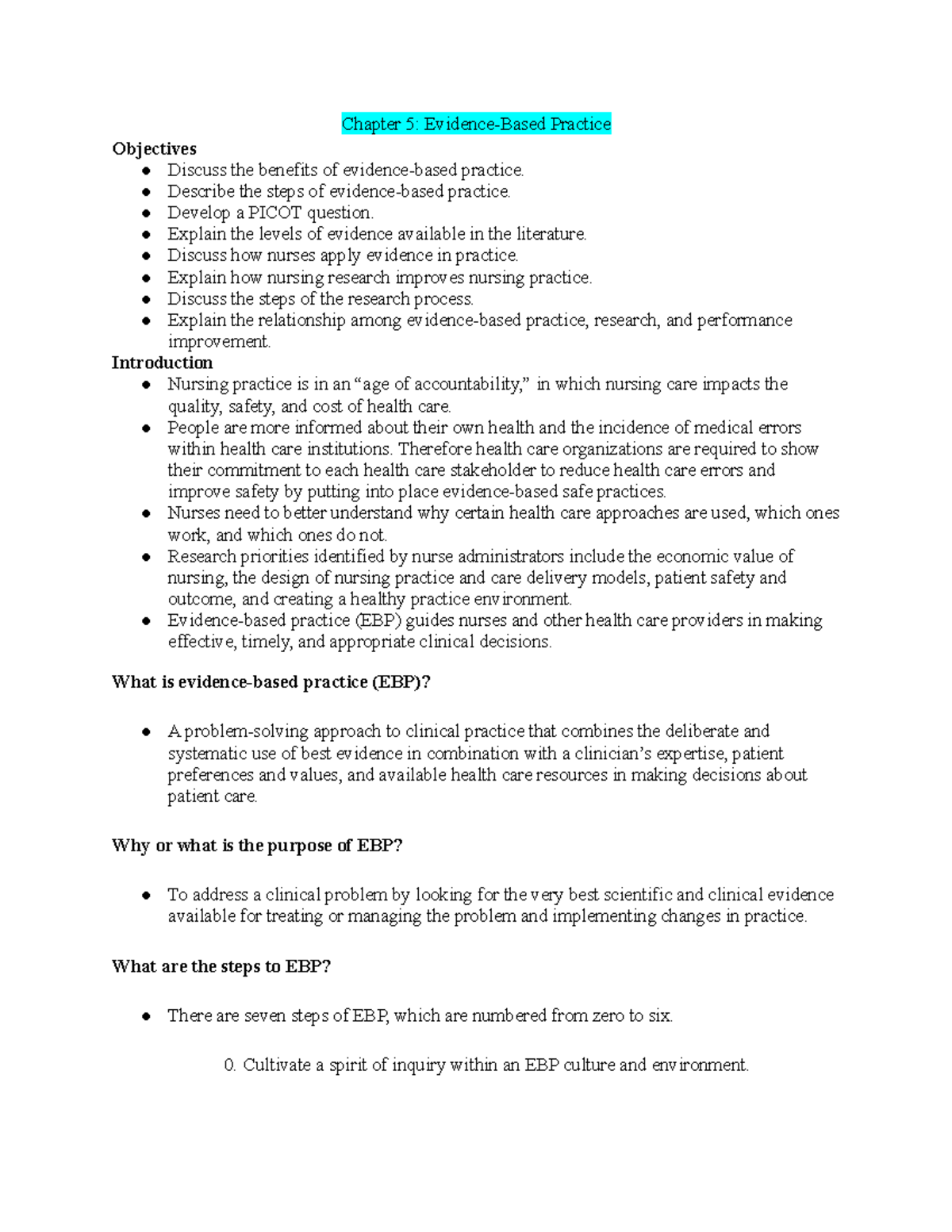 chapter-5-notes-chapter-5-evidence-based-practice-objectives-discuss