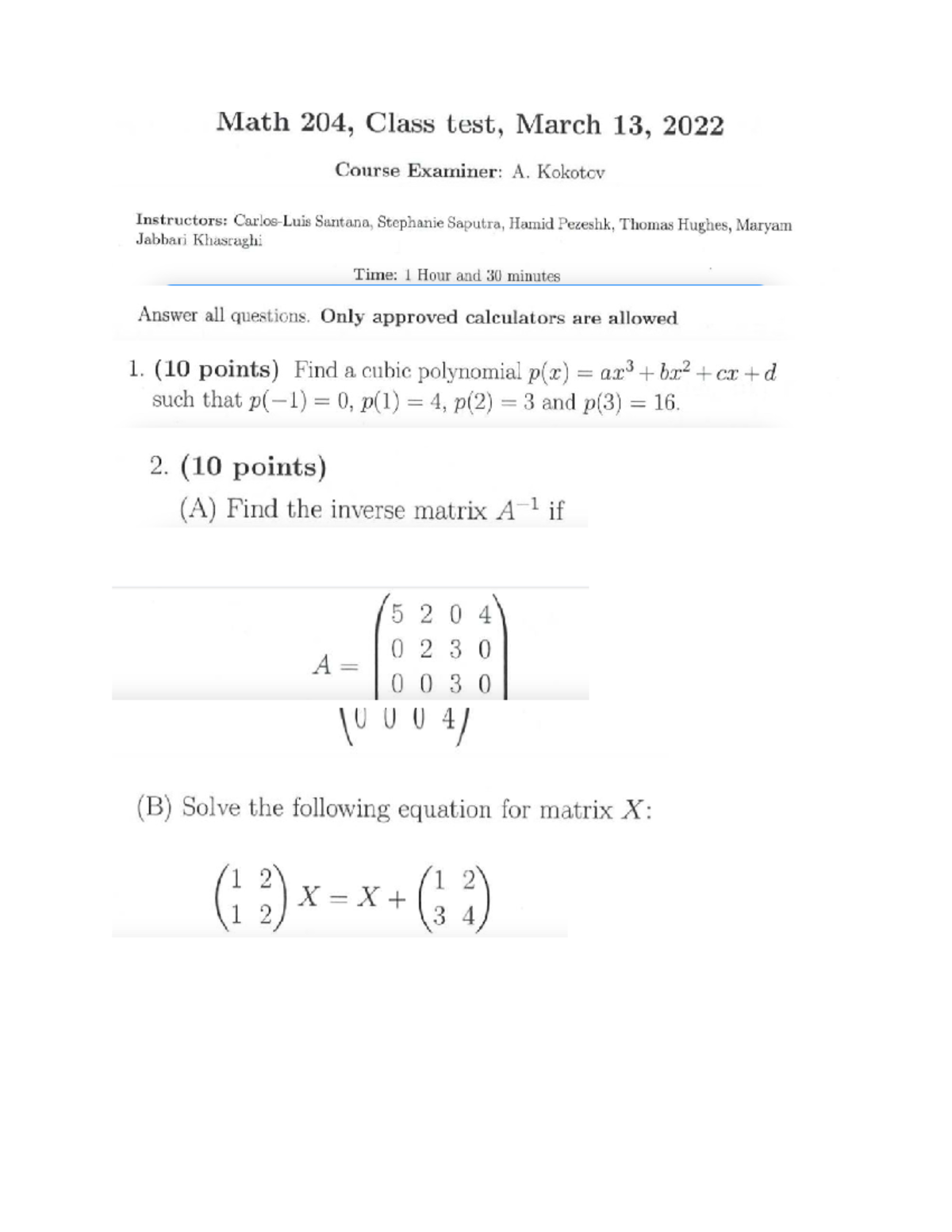 MATH204 Winter 2022 Midterm EXAM Santana Kokotov - MATH 204 - Studocu