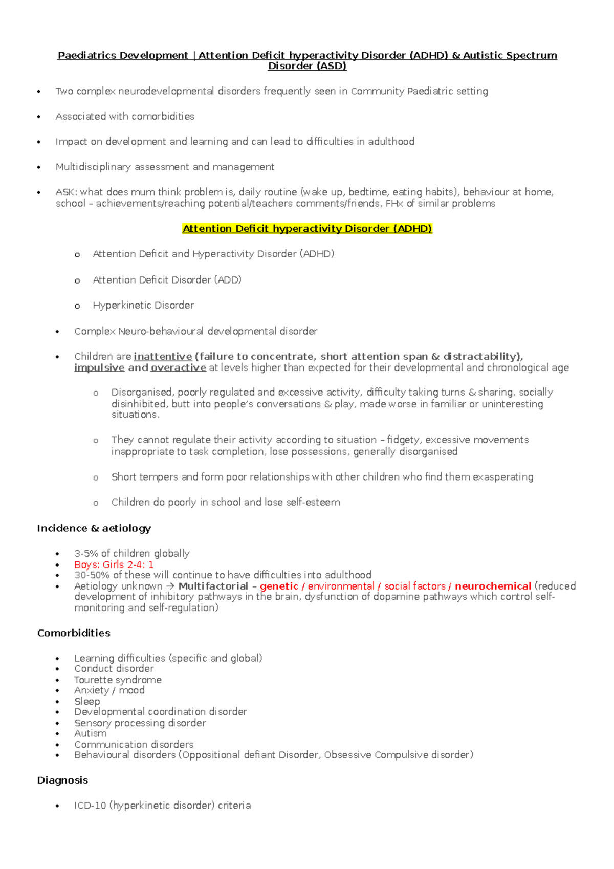 ADHD & ASD - clinical features and management of neurodevelopment ...