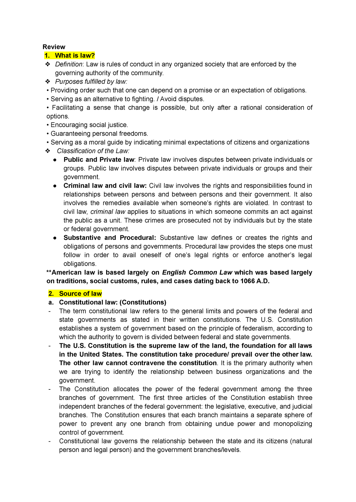 Review Business Law Review 1 What Is Law Definition Law Is Rules 