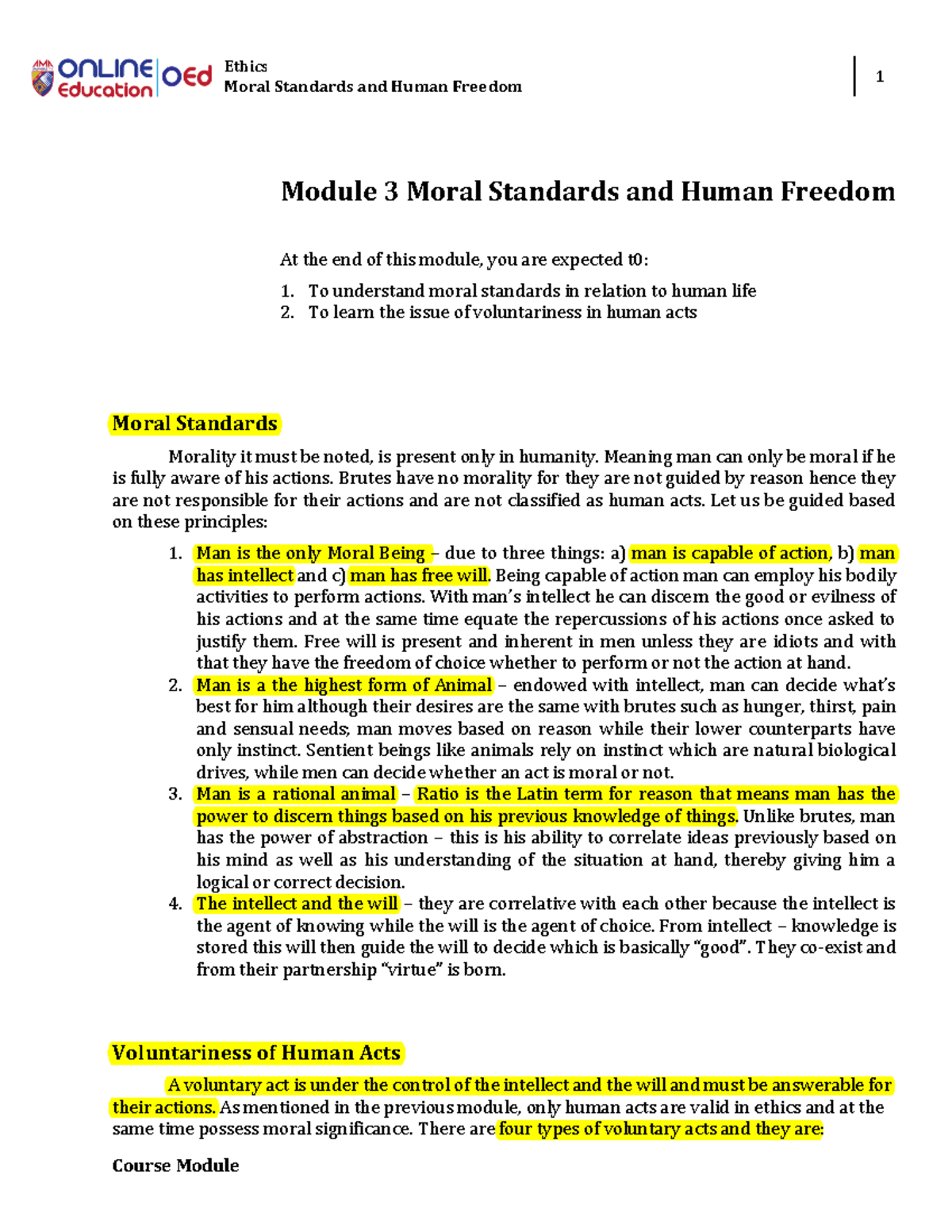 Module 3 (Moral Standards And Human Freedom) - Ethics Moral Standards ...