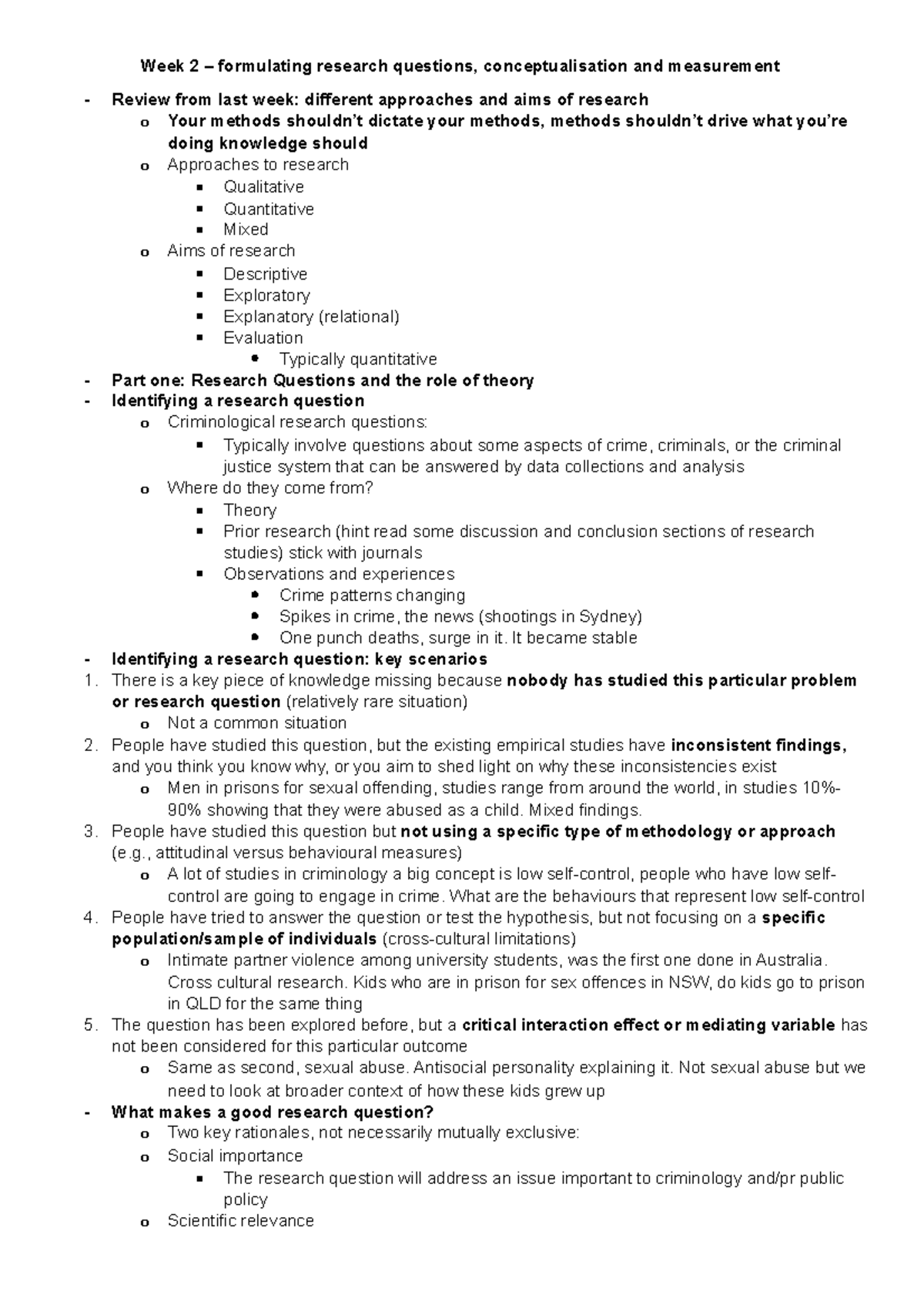 Week 2 Formulating Research Questions Conceptualisation And Measurement ...