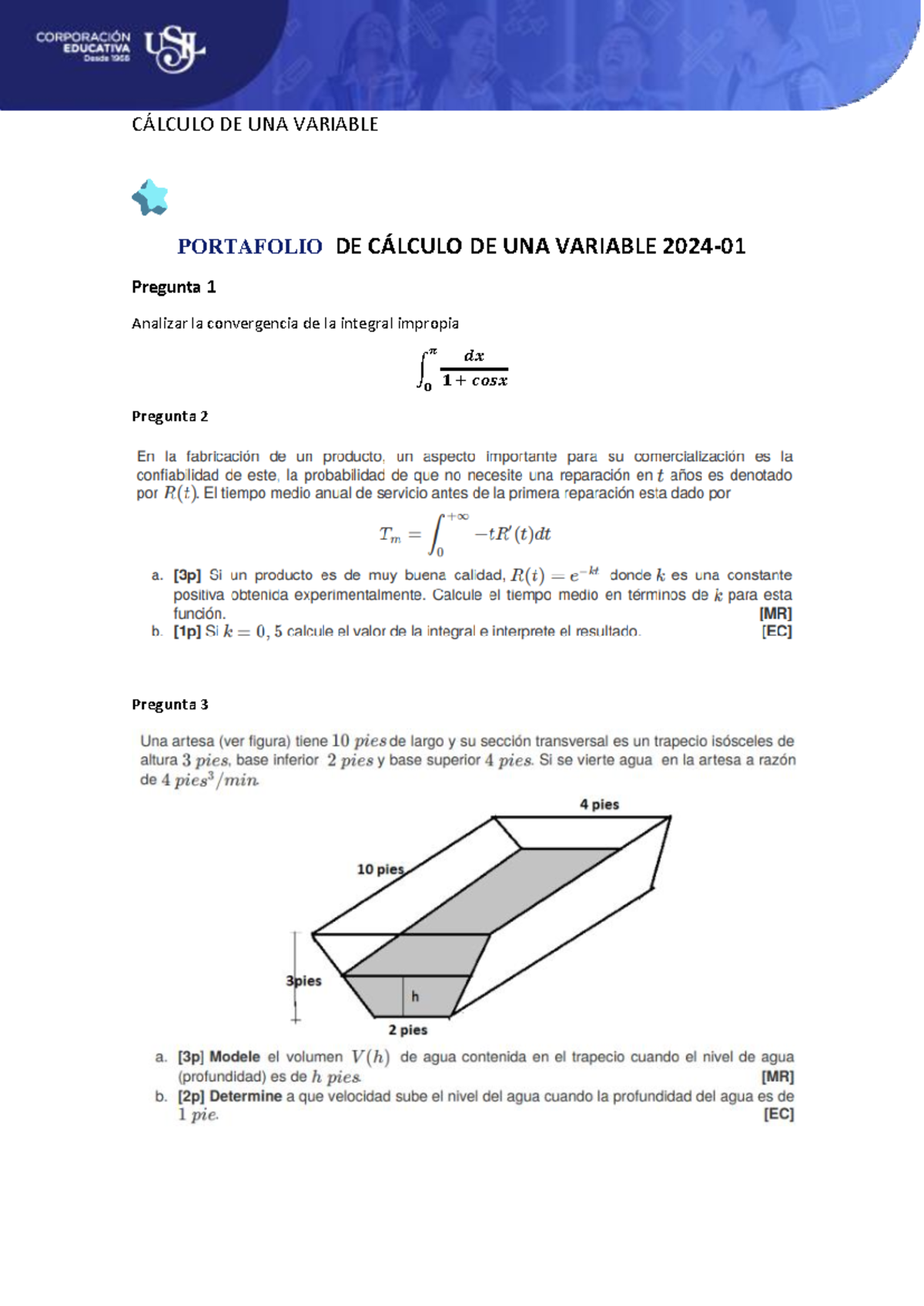 E- portafolio.pdf - Calculo de una variable - CÁLCULO DE UNA VARIABLE ...