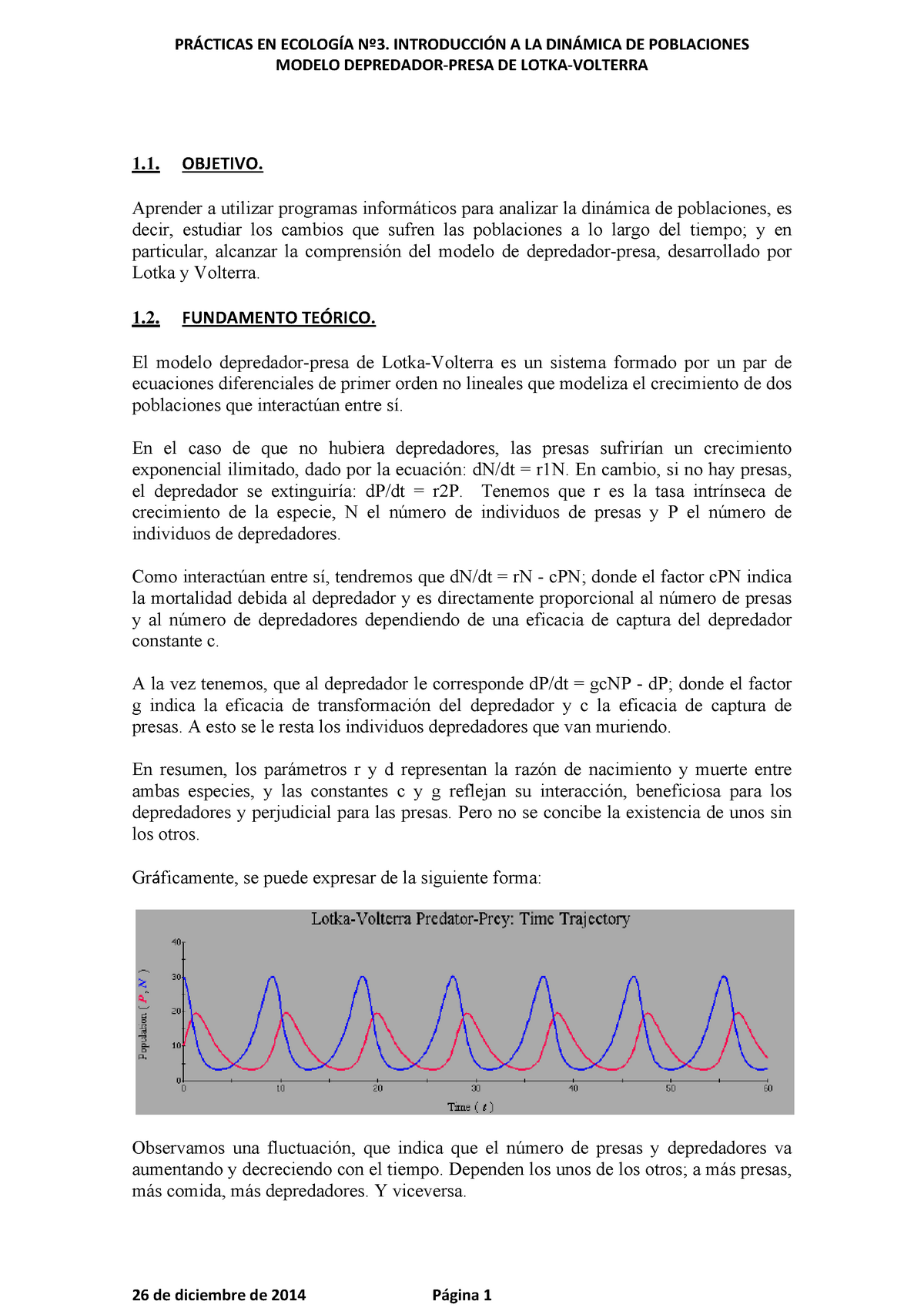 Ecología Práctica 3 modelo depredador-presa Lotka-Volterra - Ecología I -  UNED - Studocu