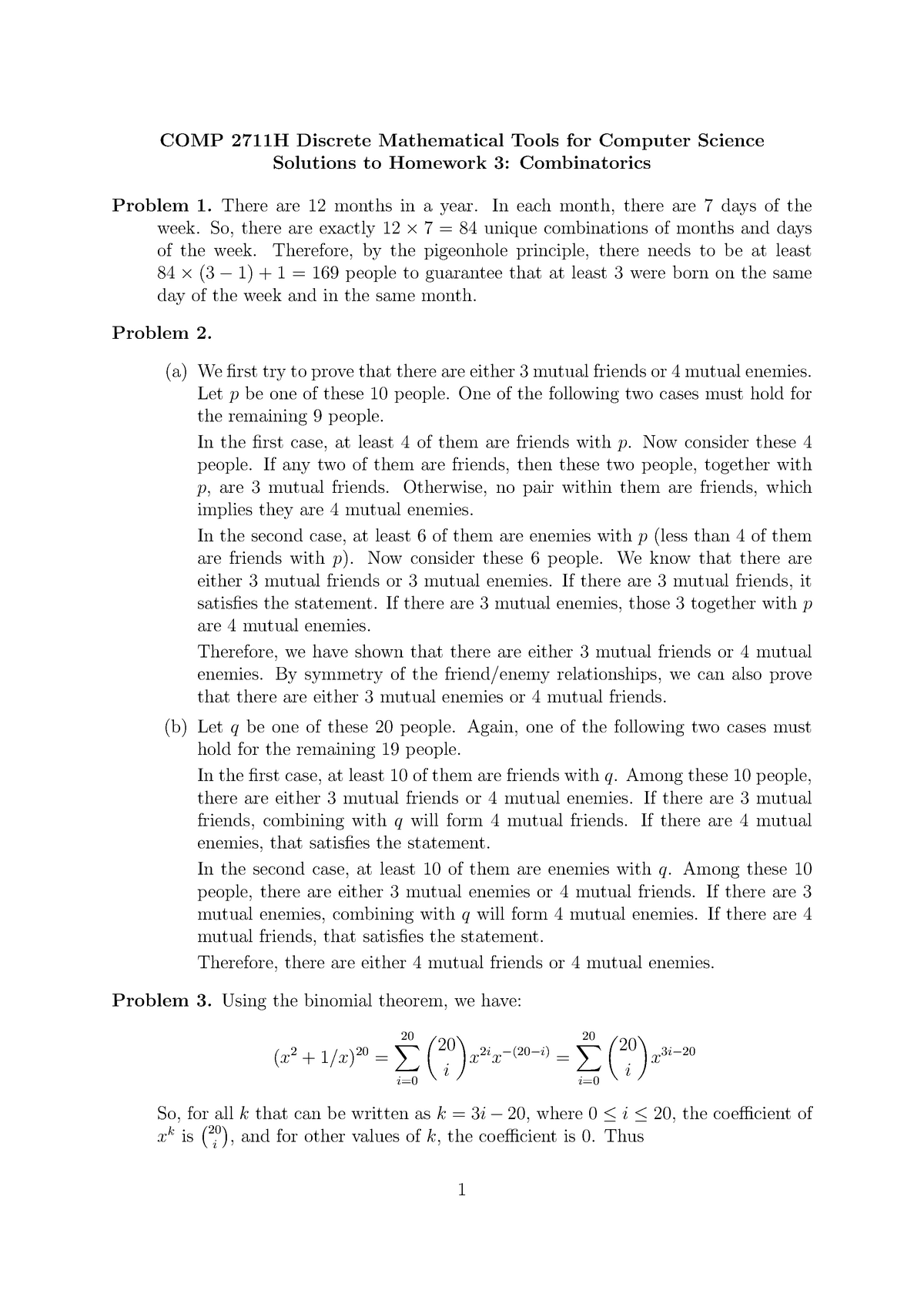 Solution for COMP2711H Homework3 in 2021-2022 - COMP 2711H Discrete